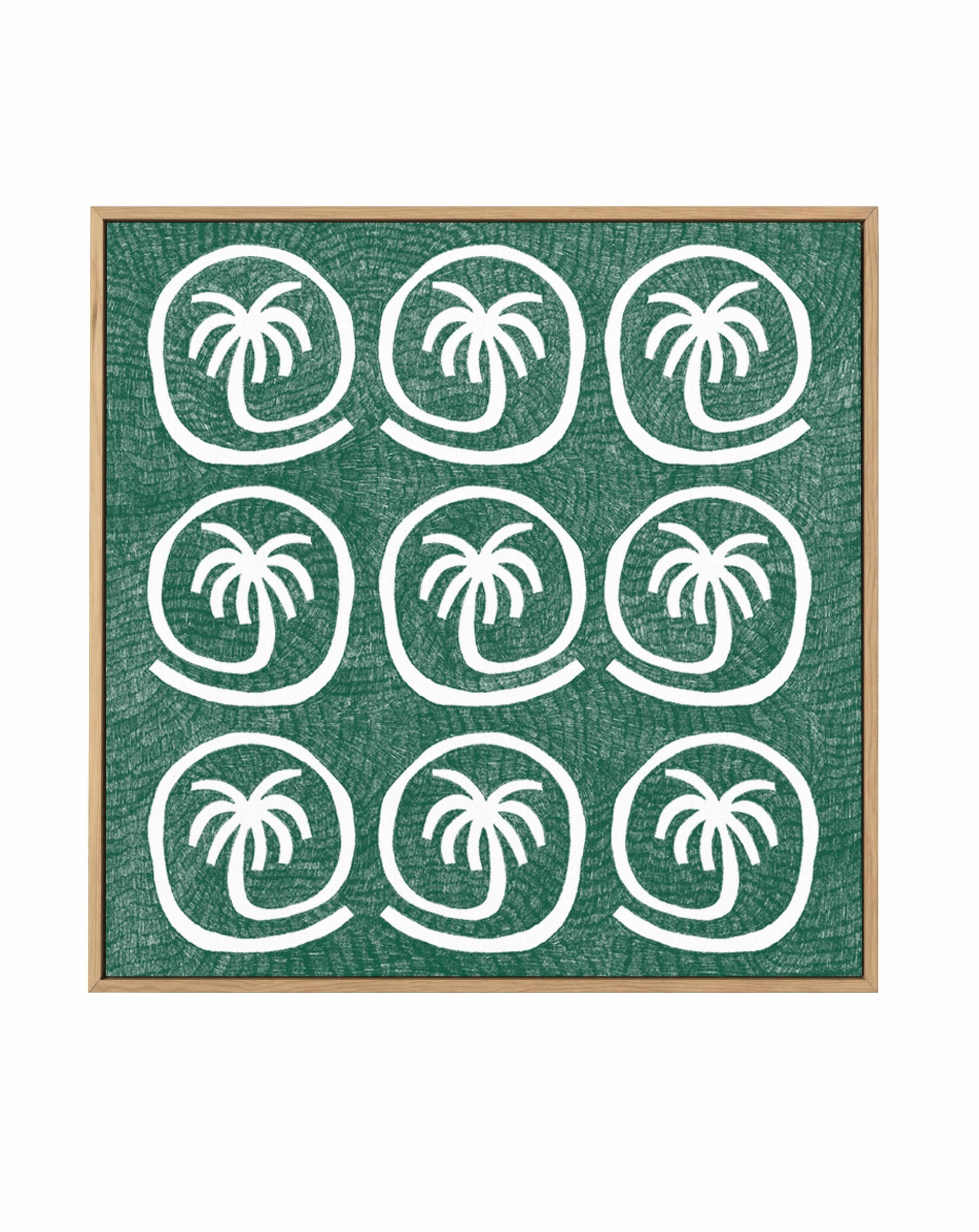 Palm Tree Tiles Green by Shatha Al Dafai | Framed Canvas Art Print from Olive et Oriel where you can shop wallpaper and artworks online
