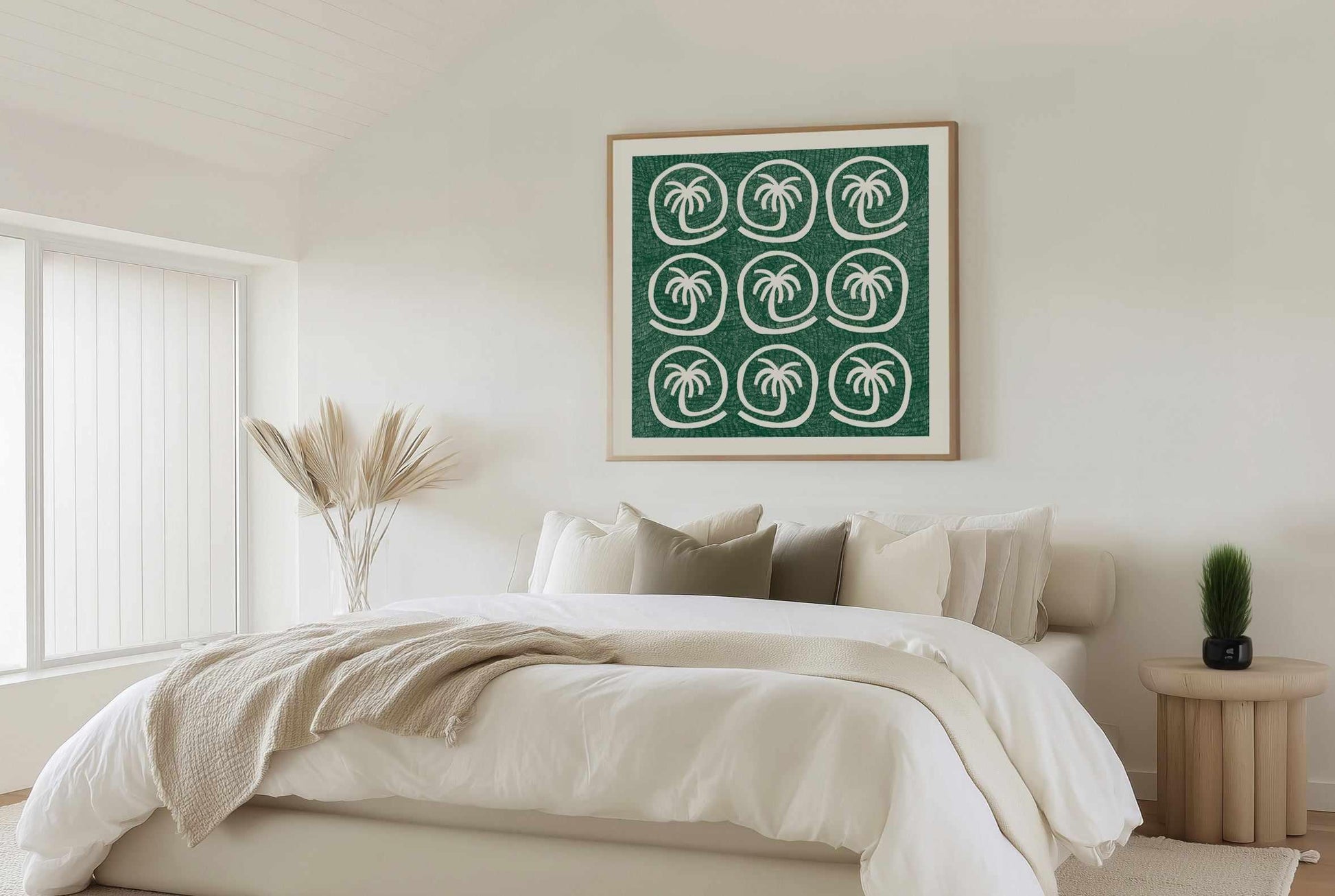 Palm Tree Tiles Green by Shatha Al Dafai | Art Print from Olive et Oriel where you can shop wallpaper and artworks online