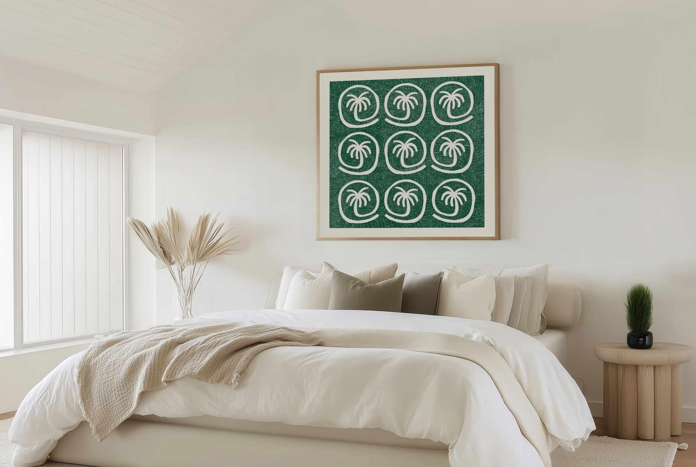 Palm Tree Tiles Green by Shatha Al Dafai | Art Print from Olive et Oriel where you can shop wallpaper and artworks online