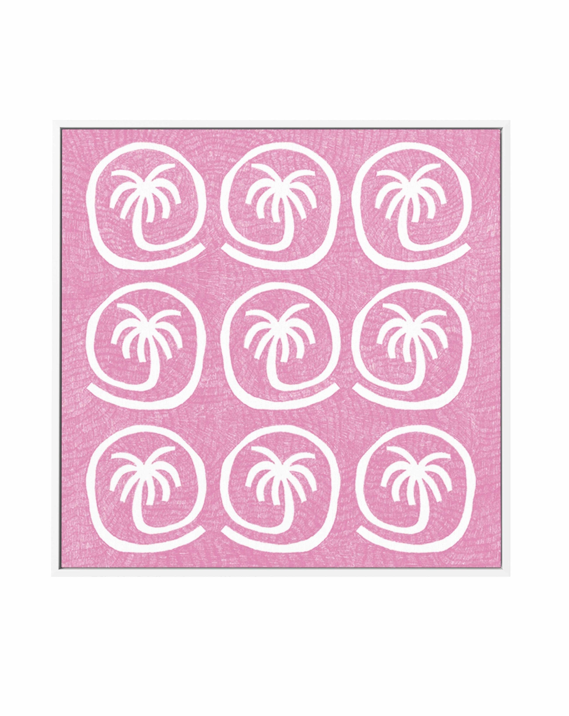 Palm Tree Tiles Pink by Shatha Al Dafai | Framed Canvas Art Print from Olive et Oriel where you can shop wallpaper and artworks online