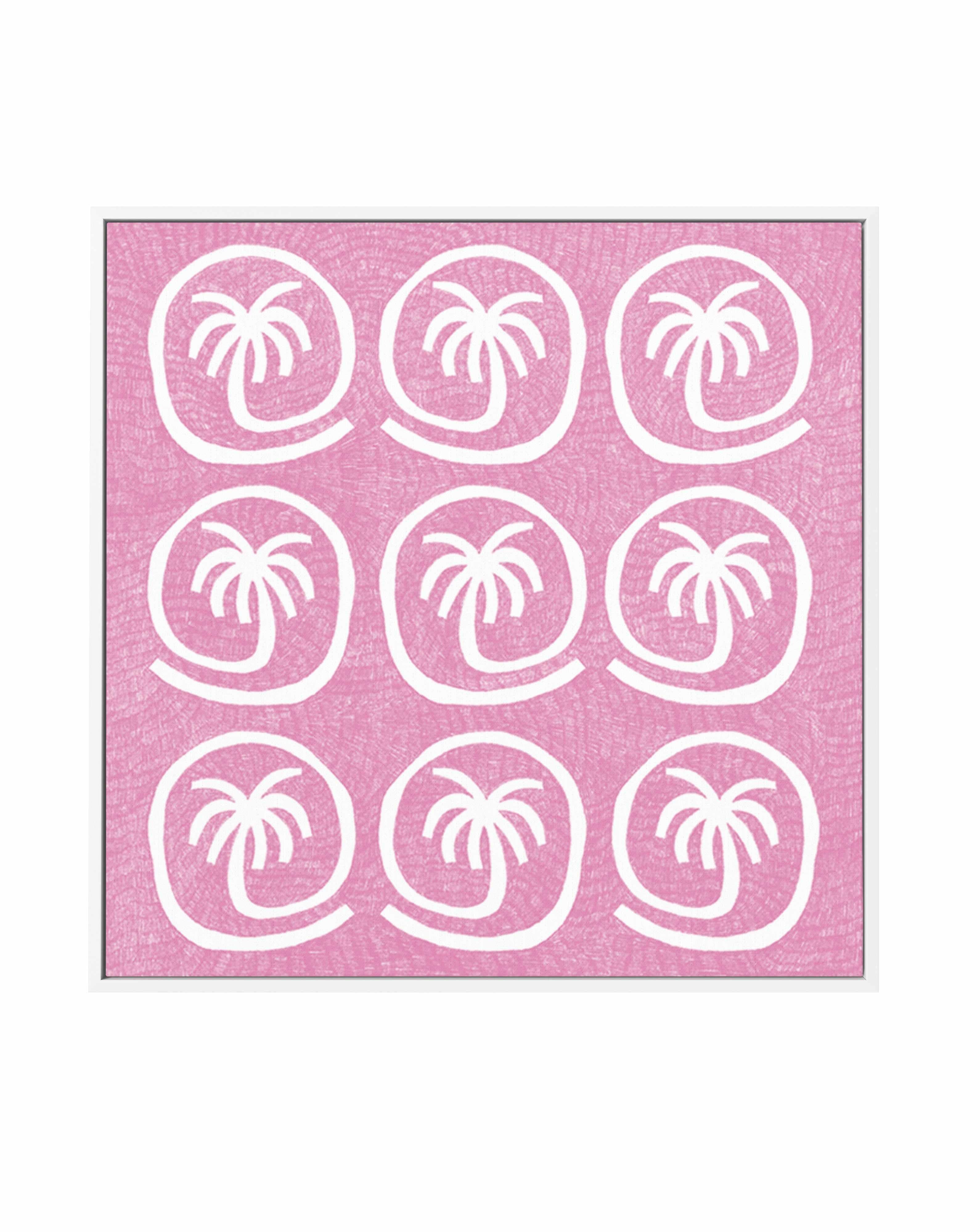 Palm Tree Tiles Pink by Shatha Al Dafai | Framed Canvas Art Print from Olive et Oriel where you can shop wallpaper and artworks online