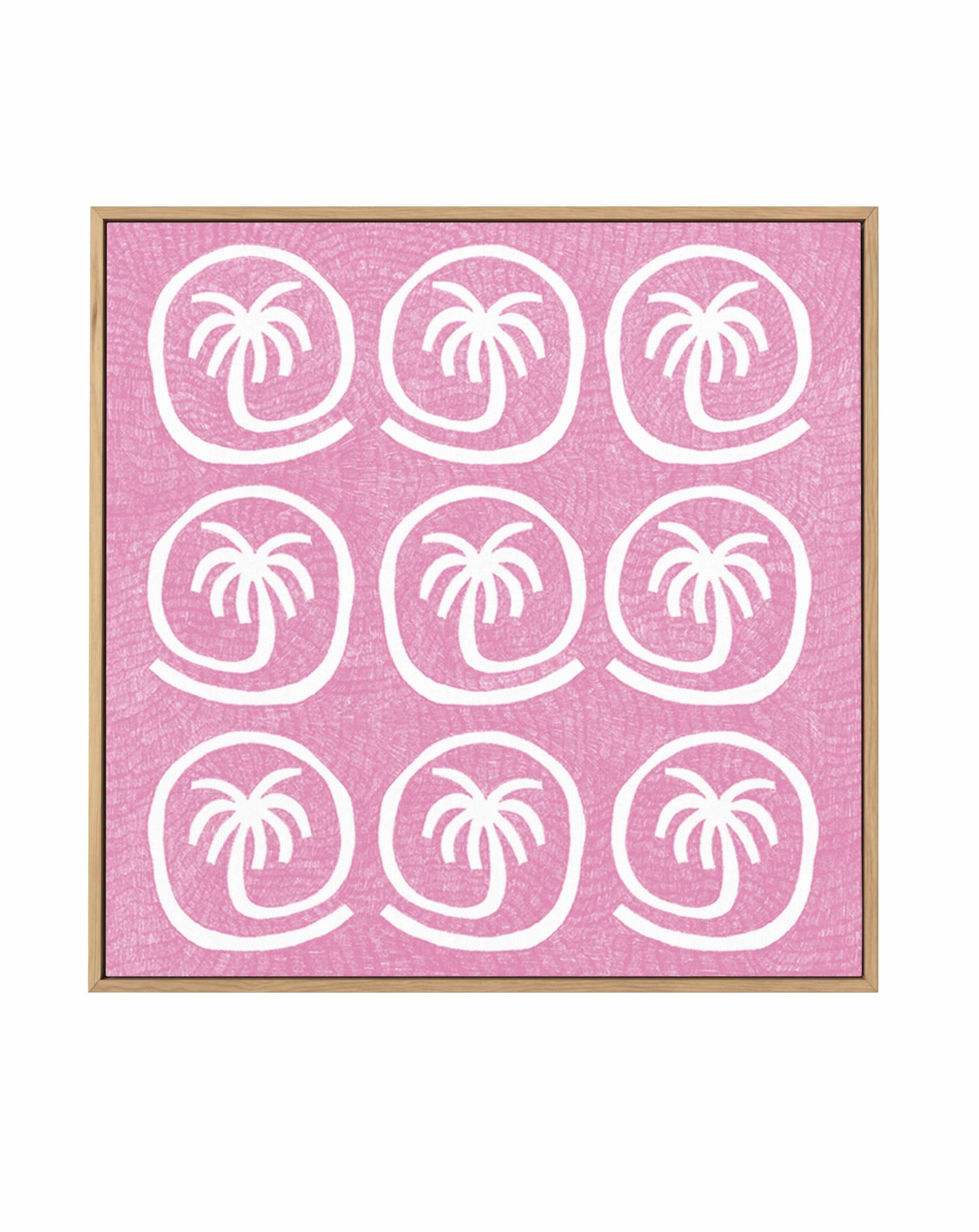 Palm Tree Tiles Pink by Shatha Al Dafai | Framed Canvas Art Print from Olive et Oriel where you can shop wallpaper and artworks online