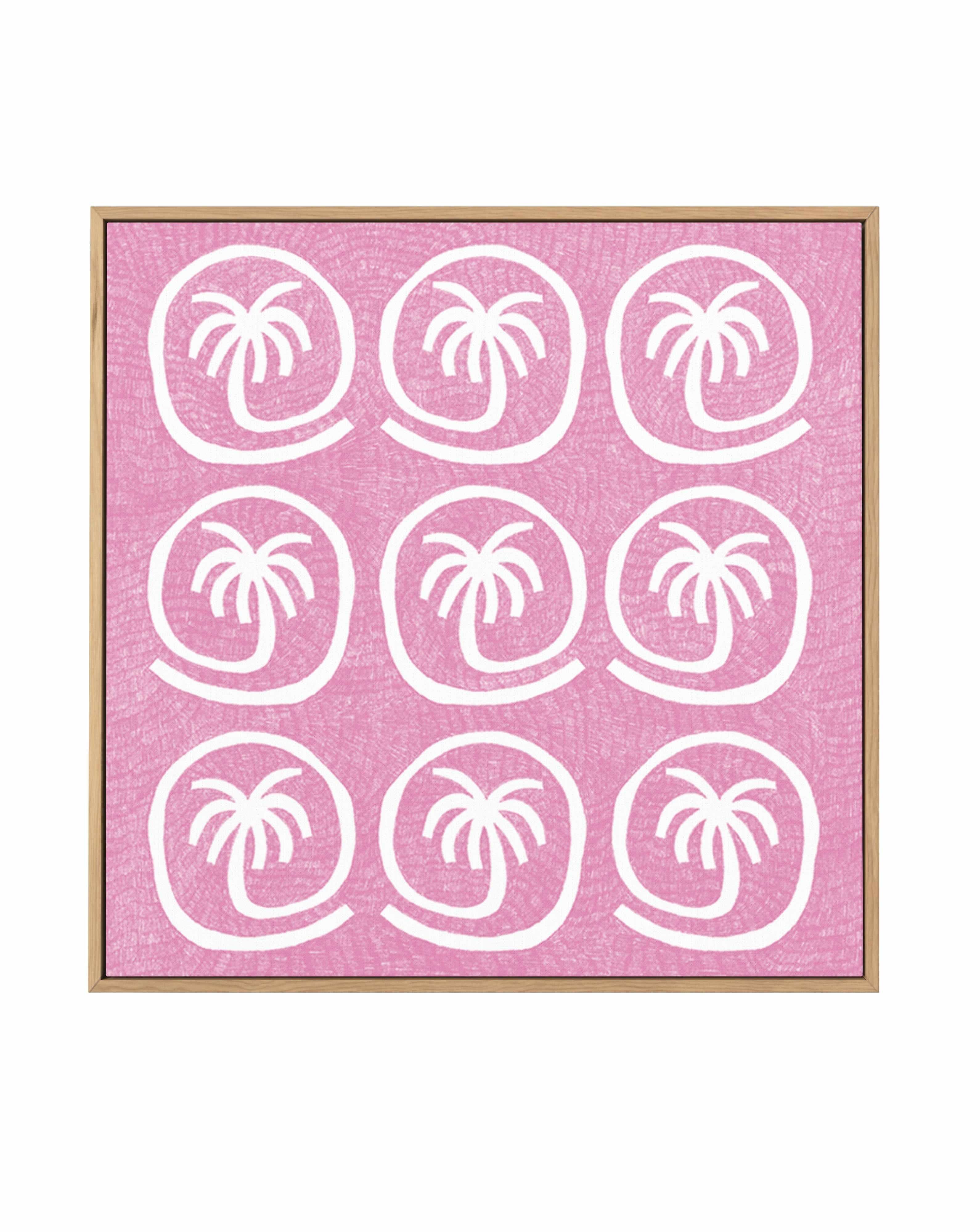 Palm Tree Tiles Pink by Shatha Al Dafai | Framed Canvas Art Print from Olive et Oriel where you can shop wallpaper and artworks online