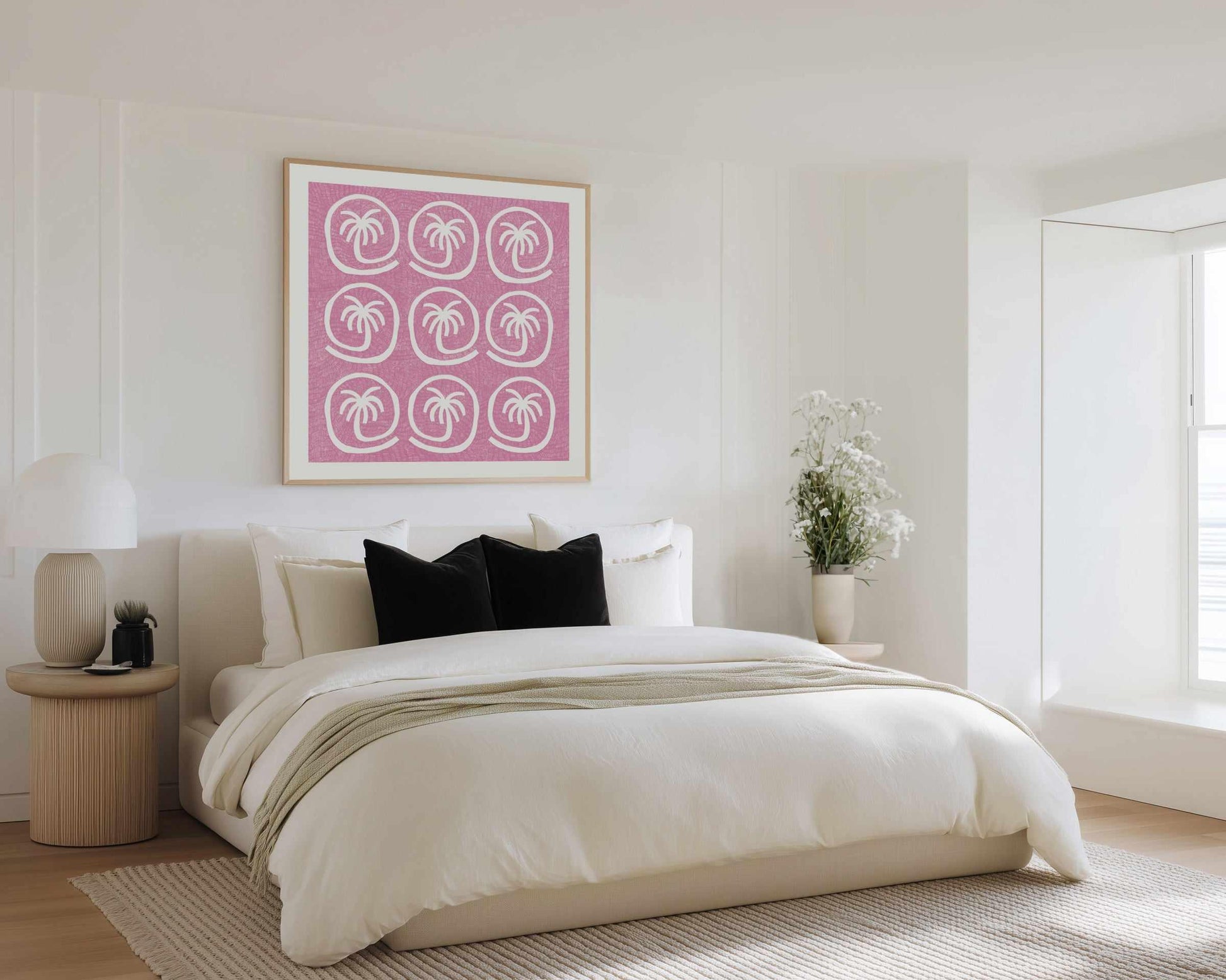 Palm Tree Tiles Pink by Shatha Al Dafai | Art Print from Olive et Oriel where you can shop wallpaper and artworks online