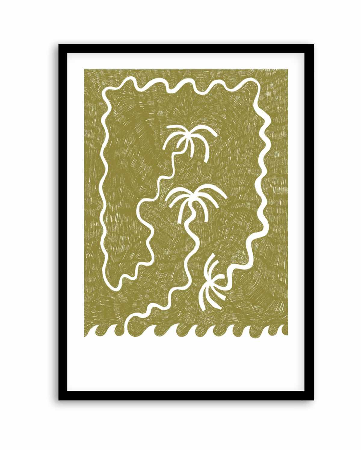 Palm Trees And Waves Green by Shatha Al Dafai | Art Print from Olive et Oriel where you can shop wallpaper and artworks online