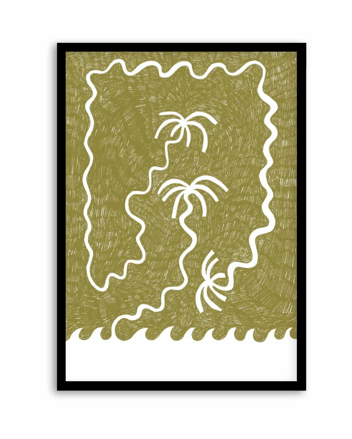 Palm Trees And Waves Green by Shatha Al Dafai | Art Print from Olive et Oriel where you can shop wallpaper and artworks online