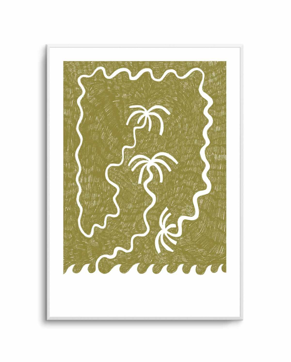 Palm Trees And Waves Green by Shatha Al Dafai | Art Print from Olive et Oriel where you can shop wallpaper and artworks online
