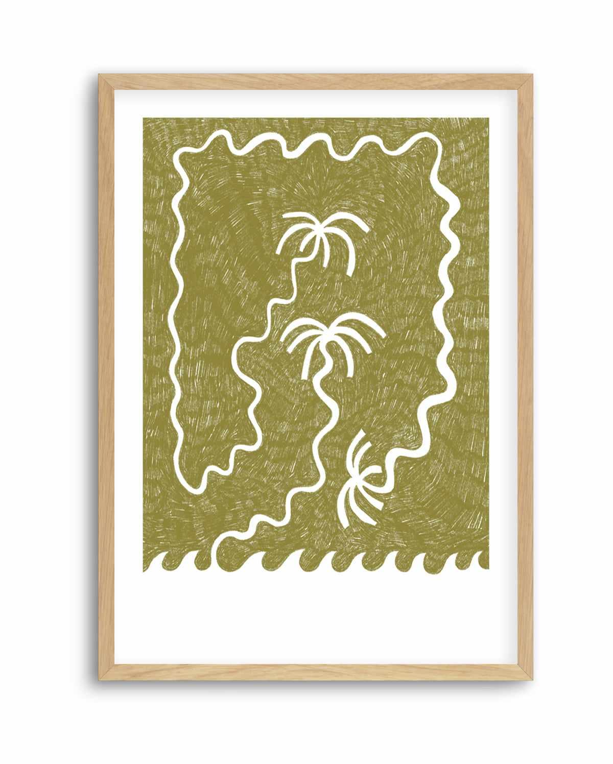 Palm Trees And Waves Green by Shatha Al Dafai | Art Print from Olive et Oriel where you can shop wallpaper and artworks online