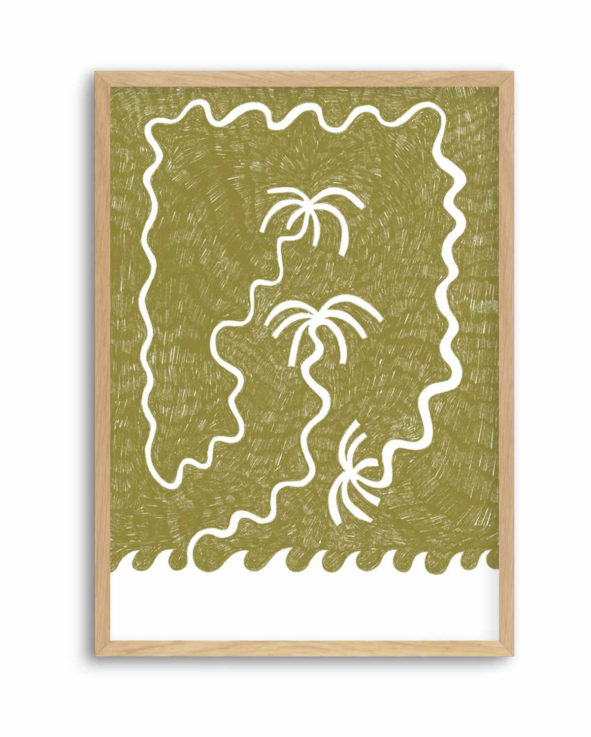 Palm Trees And Waves Green by Shatha Al Dafai | Art Print from Olive et Oriel where you can shop wallpaper and artworks online