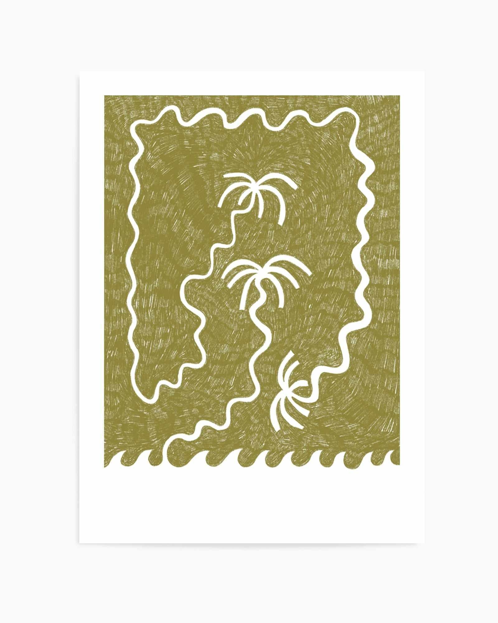 Palm Trees And Waves Green by Shatha Al Dafai | Art Print from Olive et Oriel where you can shop wallpaper and artworks online