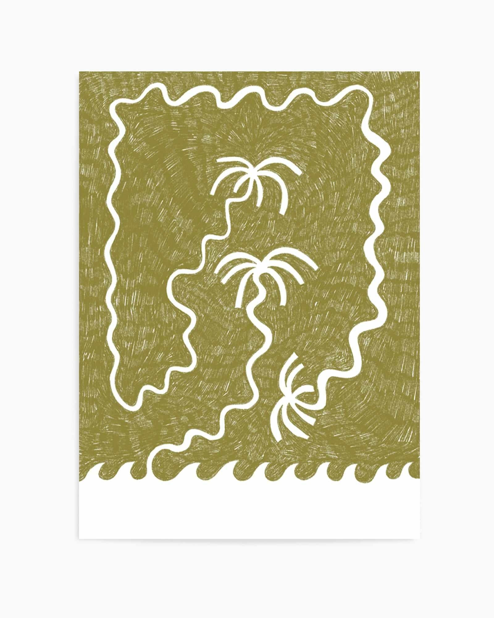 Palm Trees And Waves Green by Shatha Al Dafai | Art Print from Olive et Oriel where you can shop wallpaper and artworks online