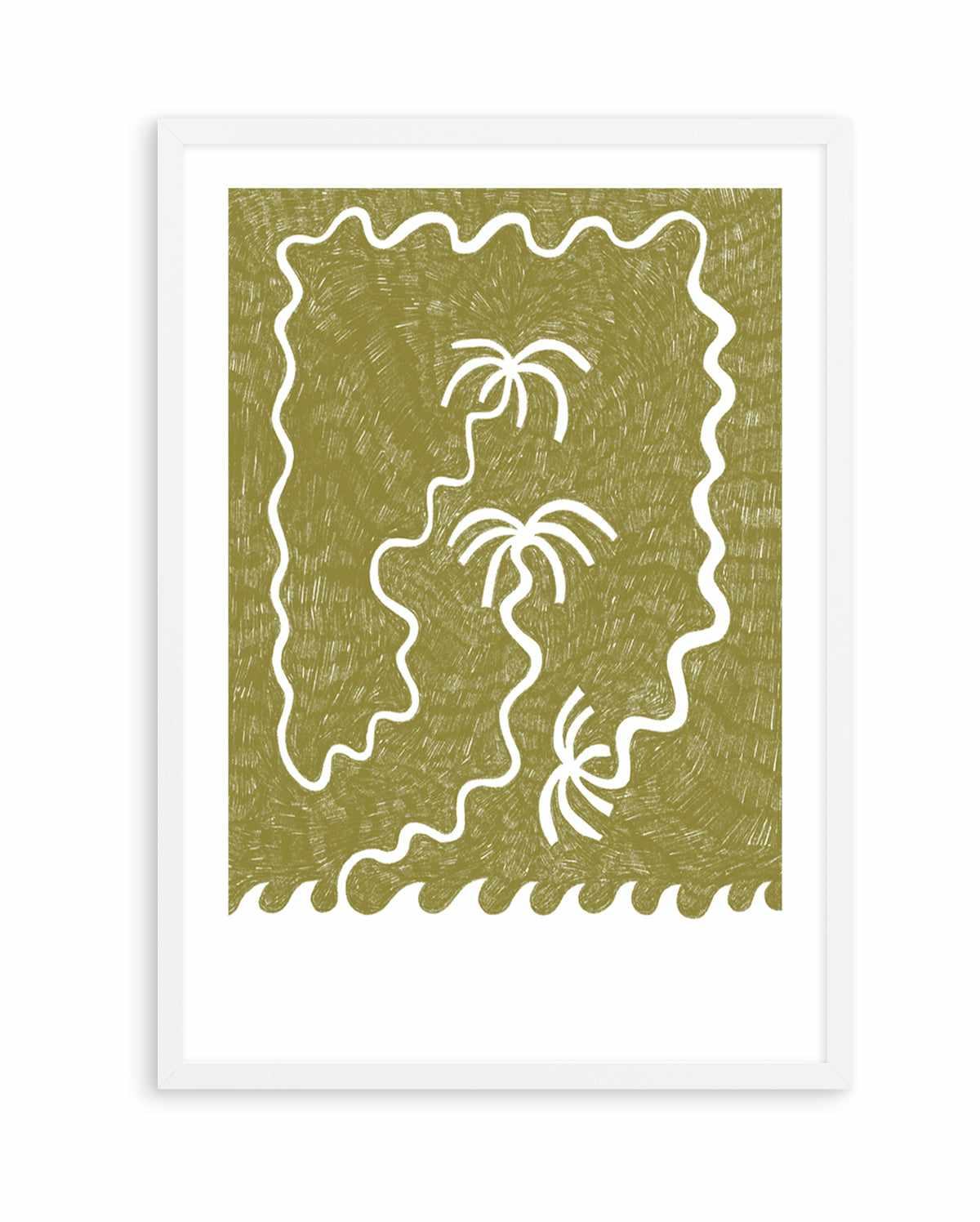 Palm Trees And Waves Green by Shatha Al Dafai | Art Print from Olive et Oriel where you can shop wallpaper and artworks online