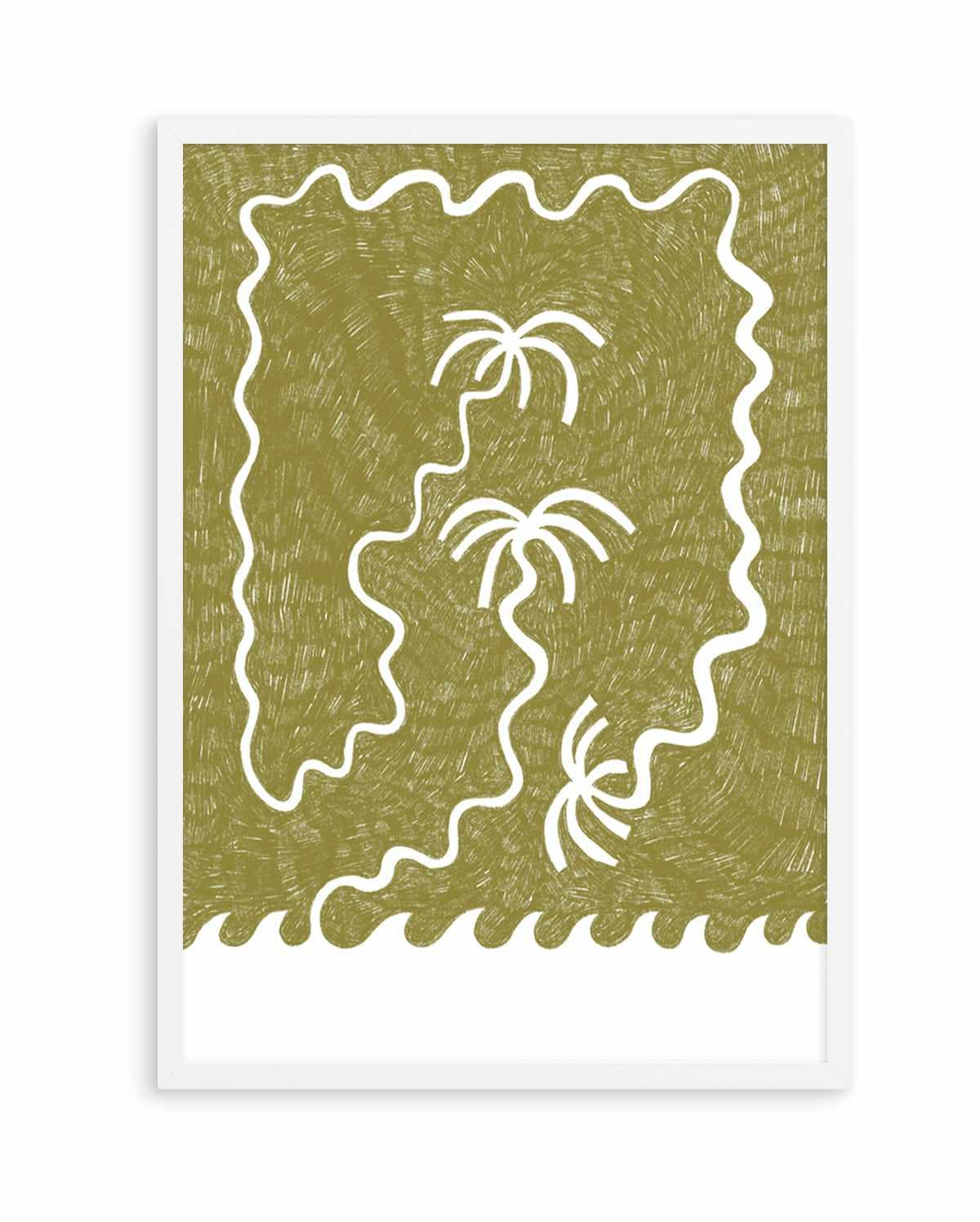 Palm Trees And Waves Green by Shatha Al Dafai | Art Print from Olive et Oriel where you can shop wallpaper and artworks online