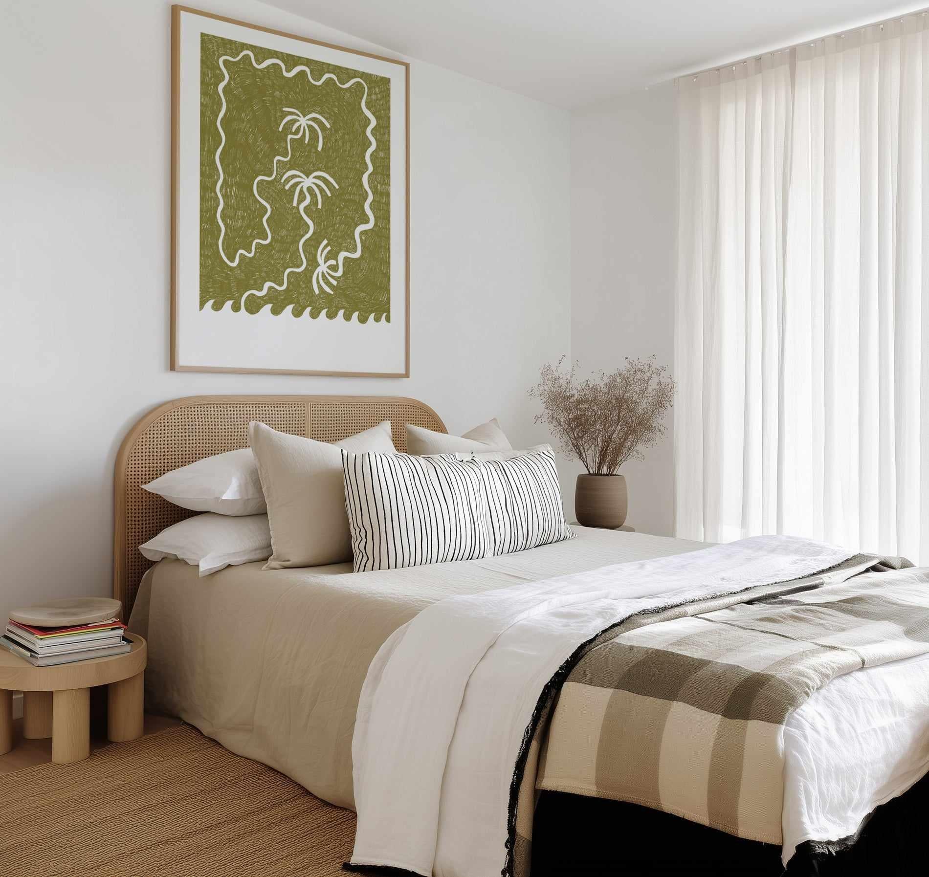 Palm Trees And Waves Green by Shatha Al Dafai | Art Print from Olive et Oriel where you can shop wallpaper and artworks online