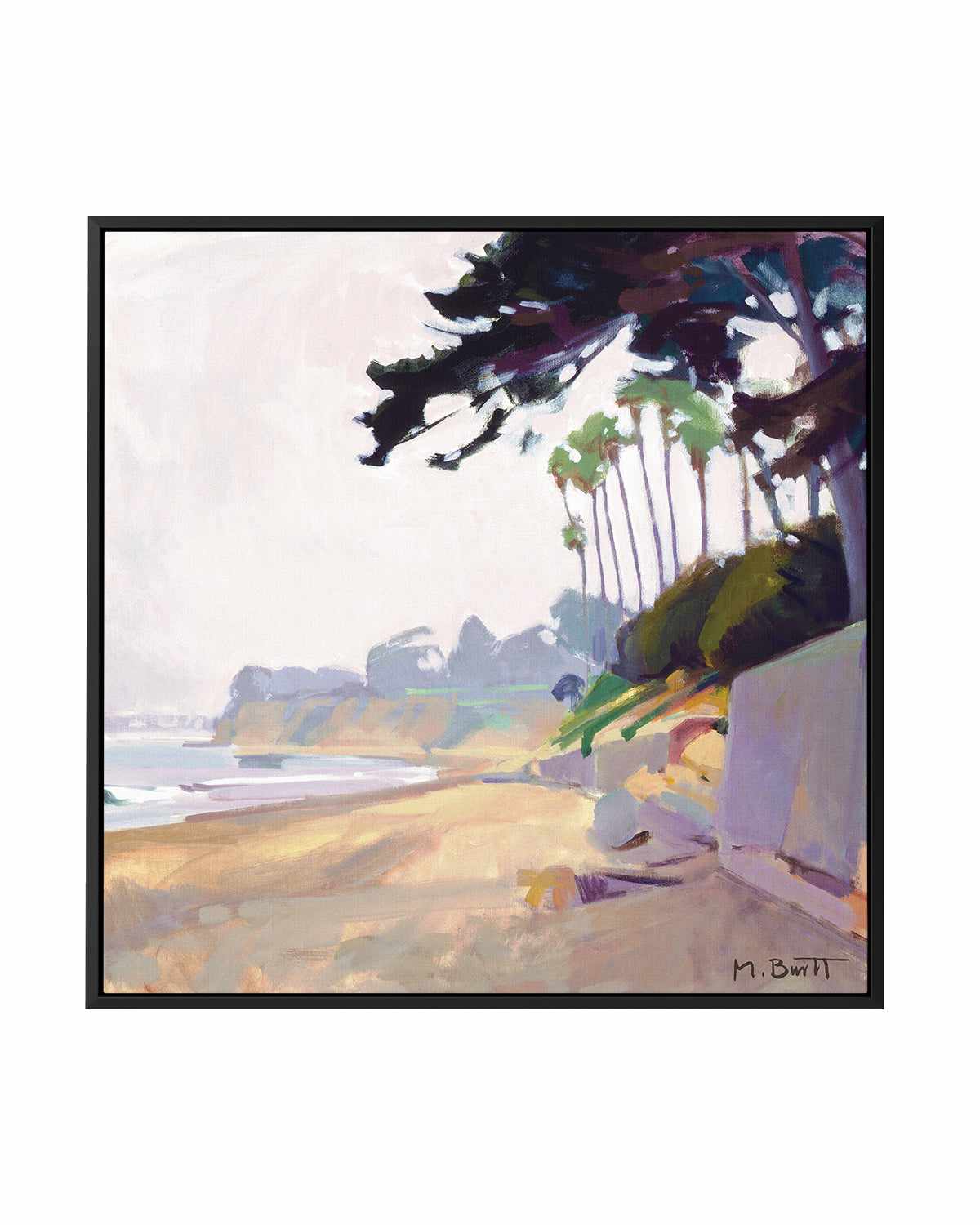 Palm & Cypress Butterfly Beach by Marcia Burtt | Framed Canvas Art Print