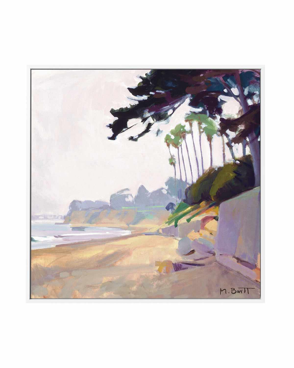 Palm & Cypress Butterfly Beach by Marcia Burtt | Framed Canvas Art Print