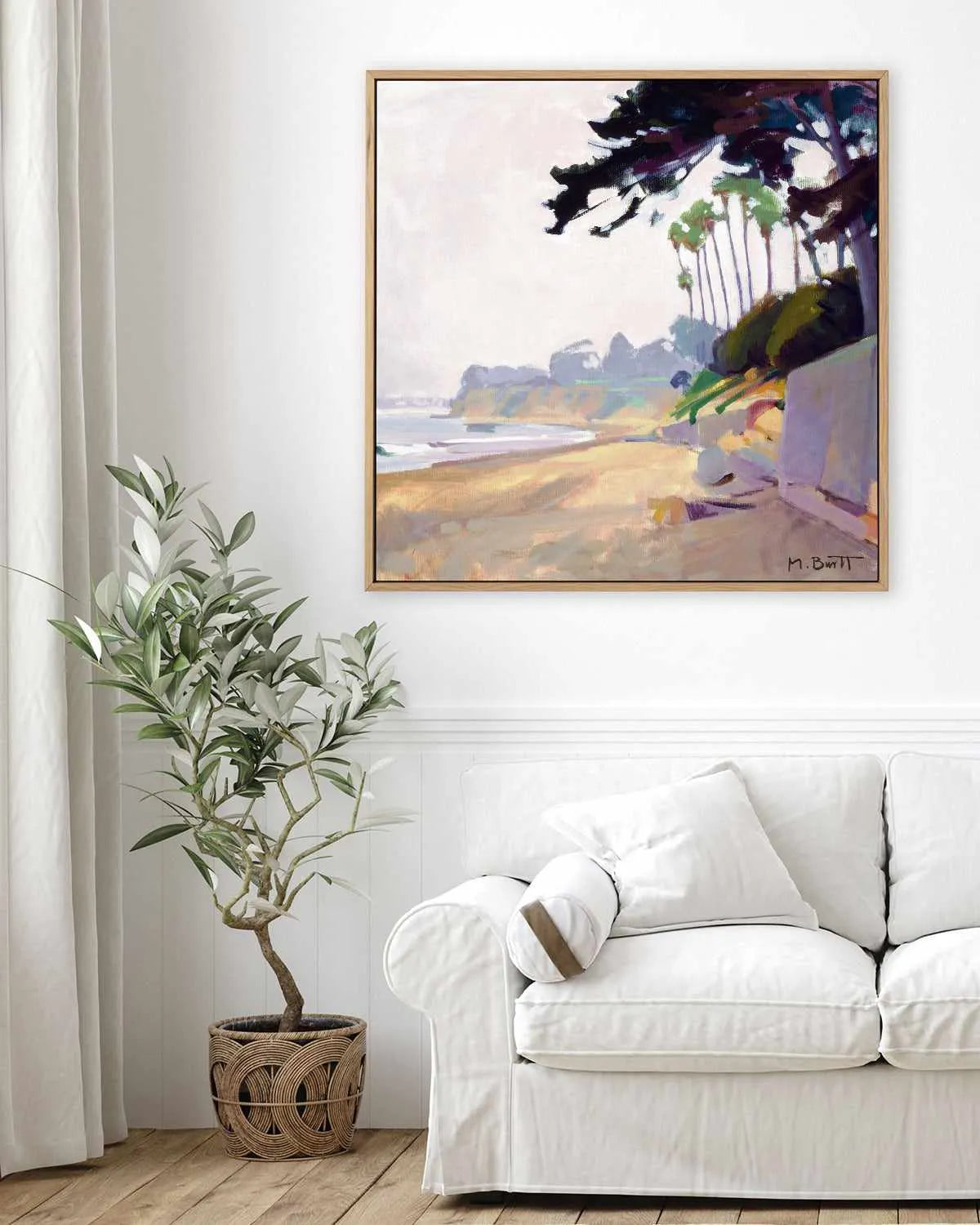 Palm & Cypress Butterfly Beach by Marcia Burtt | Framed Canvas Art Print from Olive et Oriel where you can shop wallpaper and artworks online