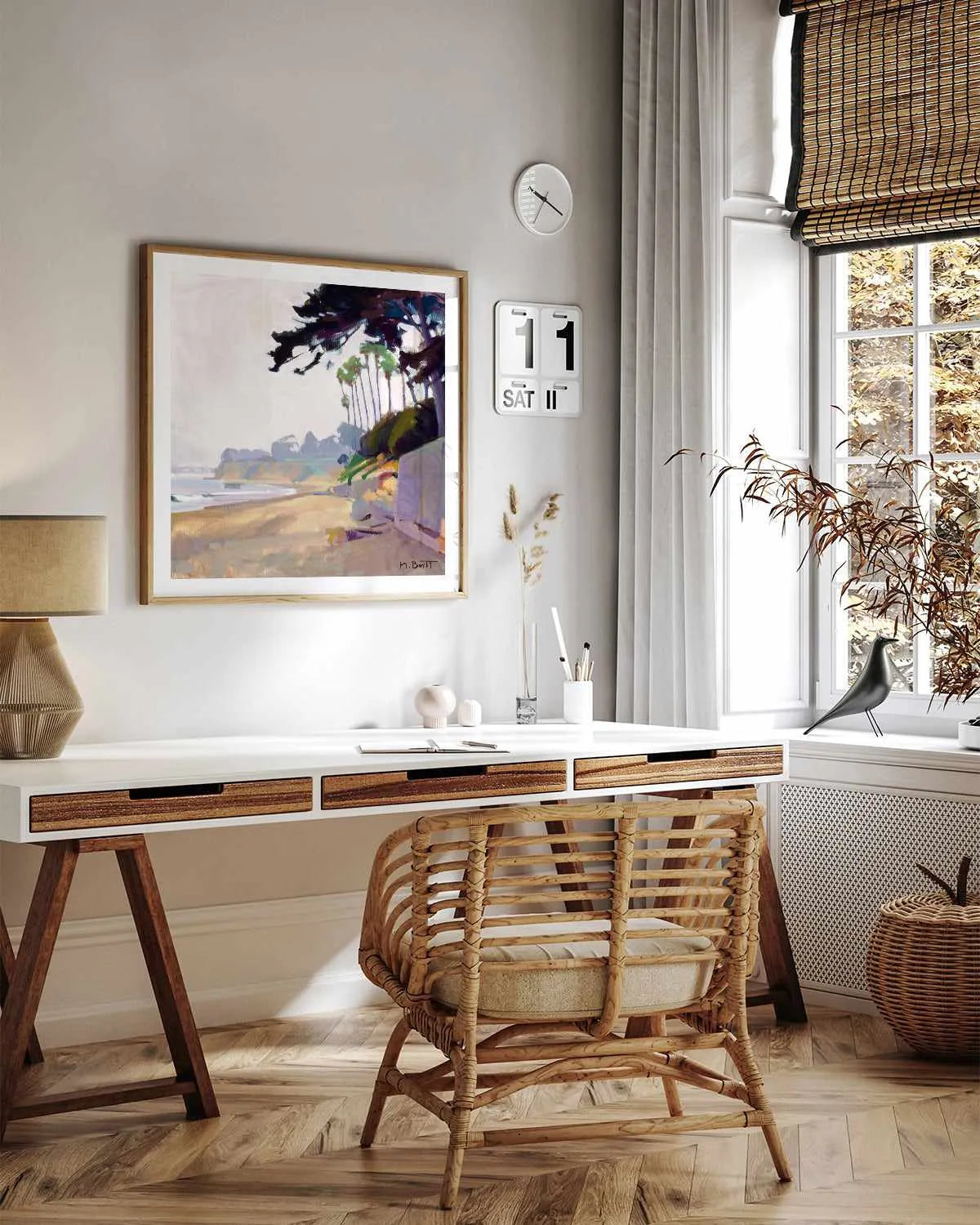 Palm & Cypress Butterfly Beach by Marcia Burtt Art Print from Olive et Oriel where you can shop wallpaper and artworks online