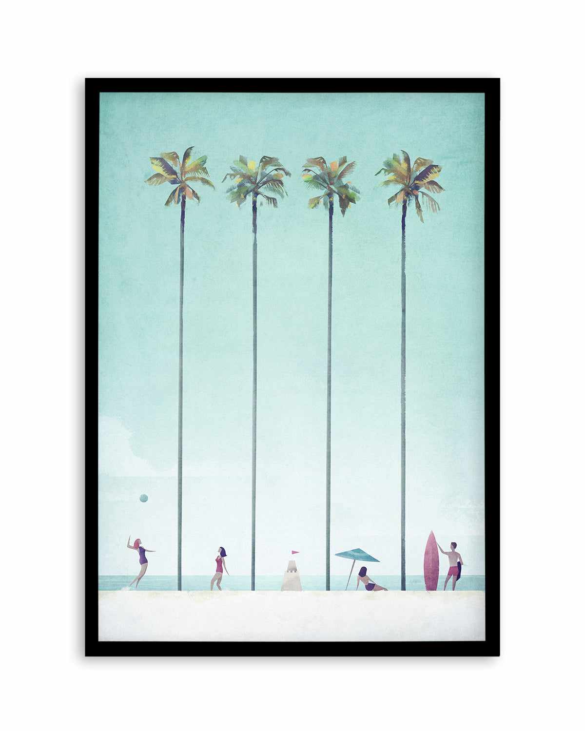 Palm Tree Beach by Henry Rivers Art Print