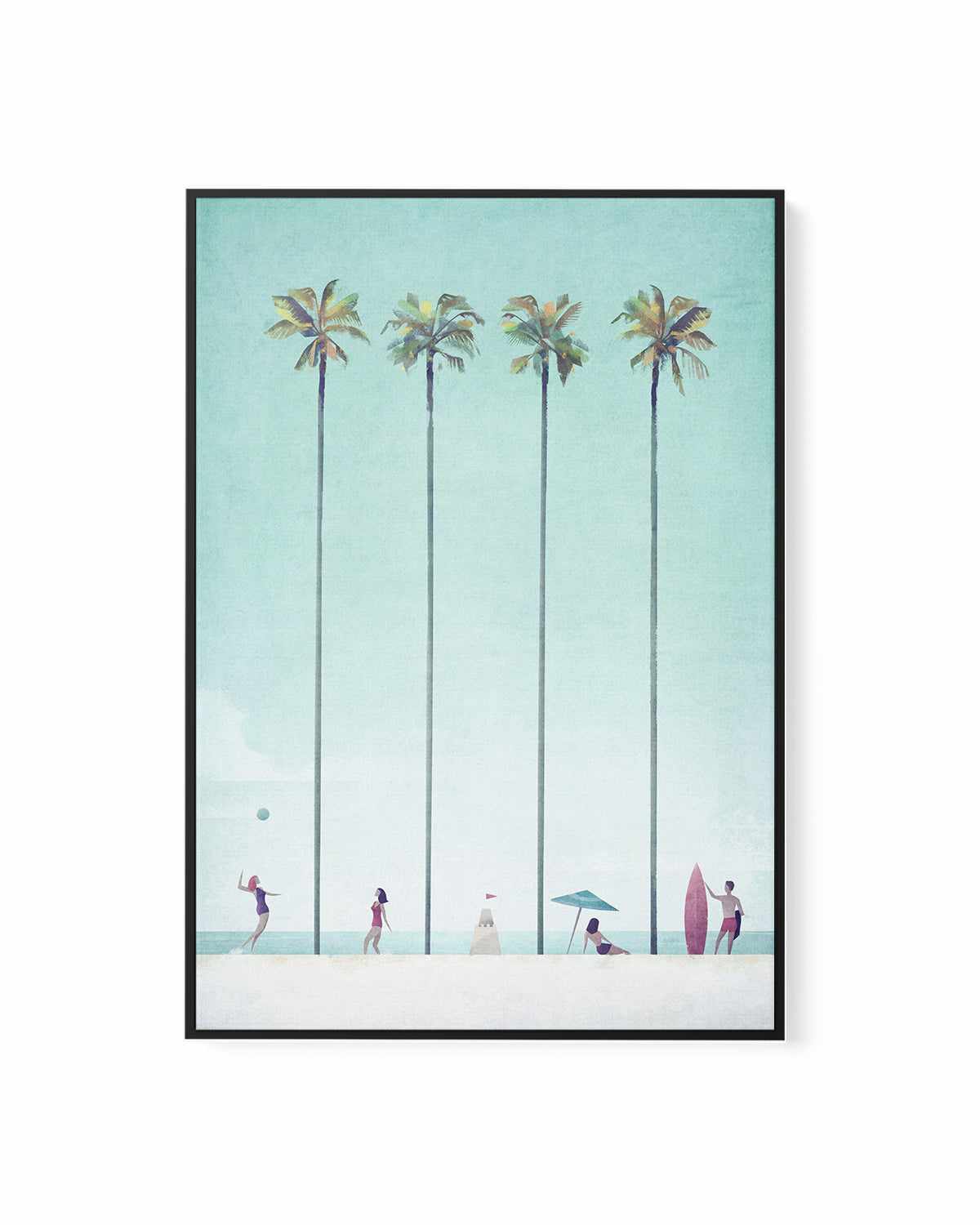 Palm Tree Beach by Henry Rivers | Framed Canvas Art Print