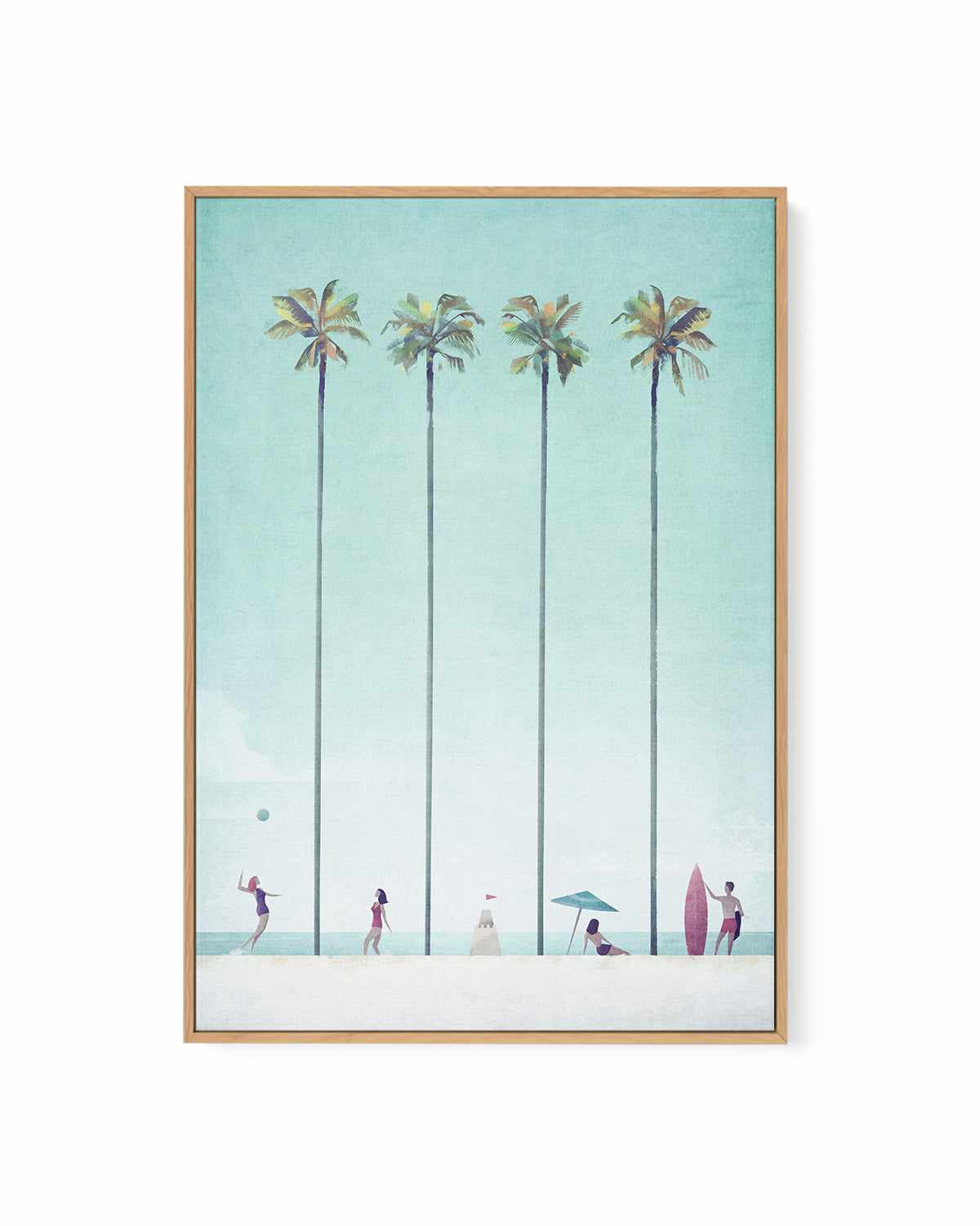 Palm Tree Beach by Henry Rivers | Framed Canvas Art Print