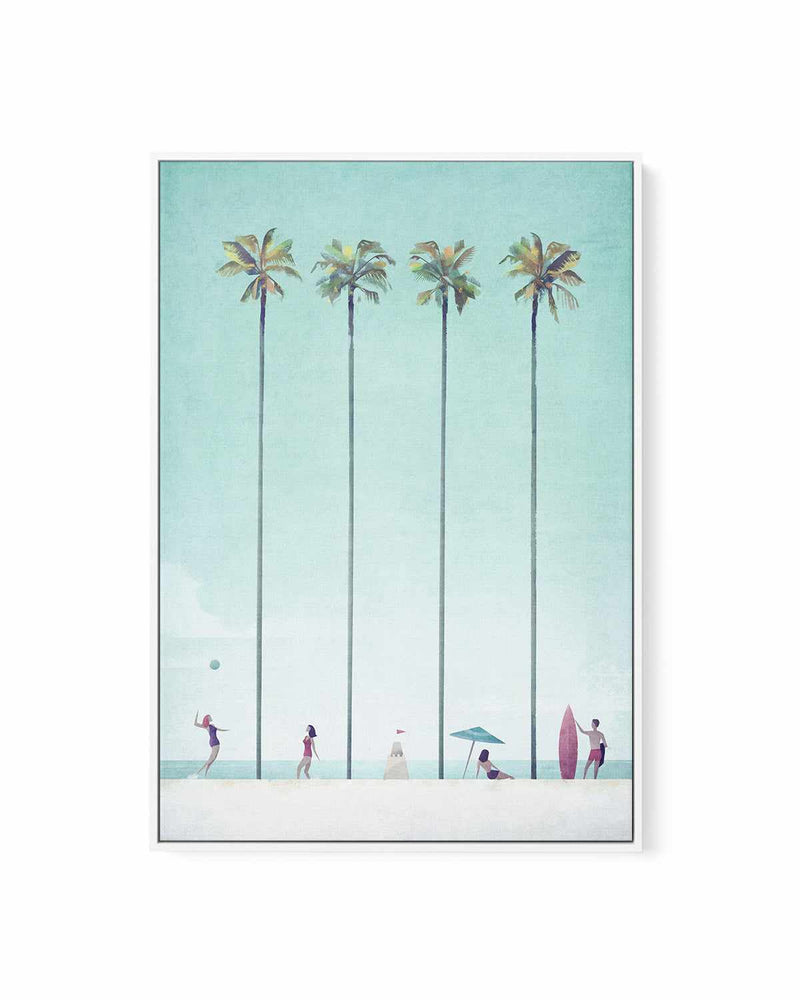 Palm Tree Beach by Henry Rivers | Framed Canvas Art Print