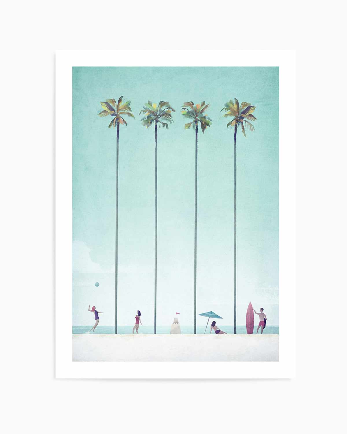 Palm Tree Beach by Henry Rivers Art Print