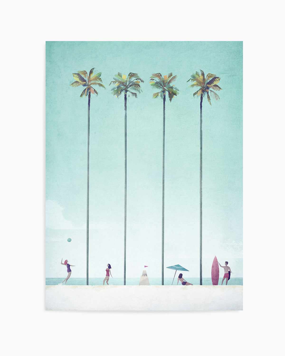 Palm Tree Beach by Henry Rivers Art Print