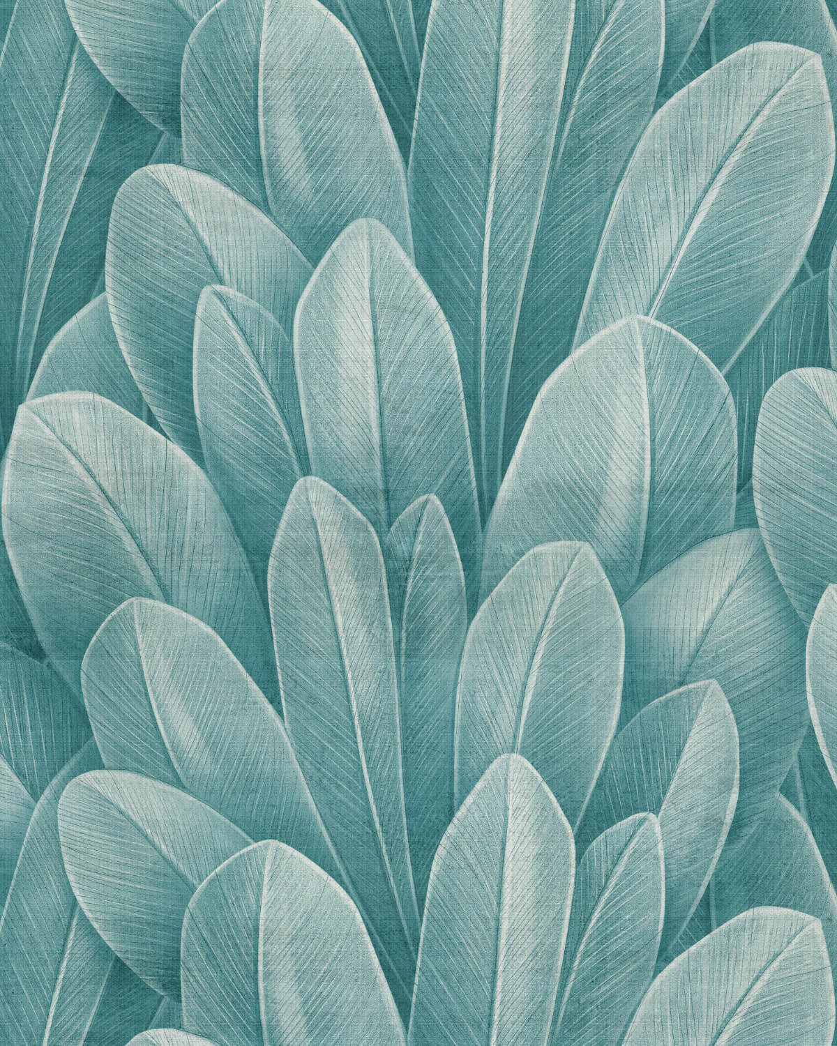 Palm Feathers Teal Blue Wallpaper