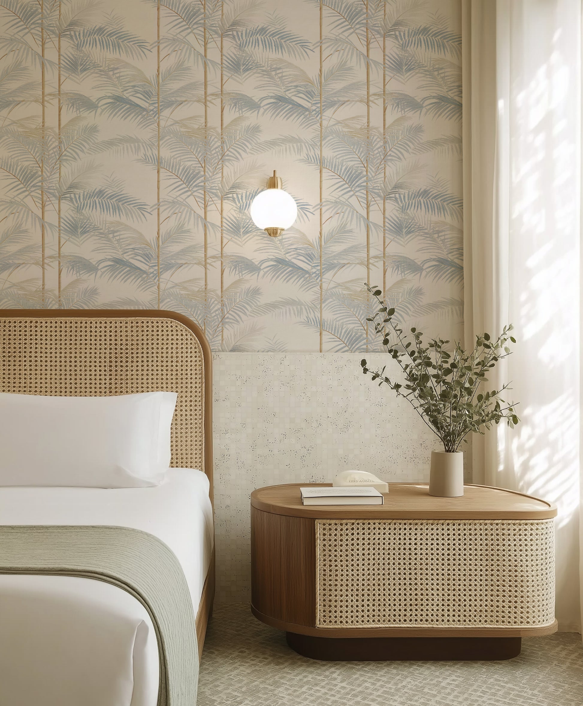Palm Pavilion Commercial Vinyl Wallpaper from Olive et Oriel where you can shop wallpaper and artworks online