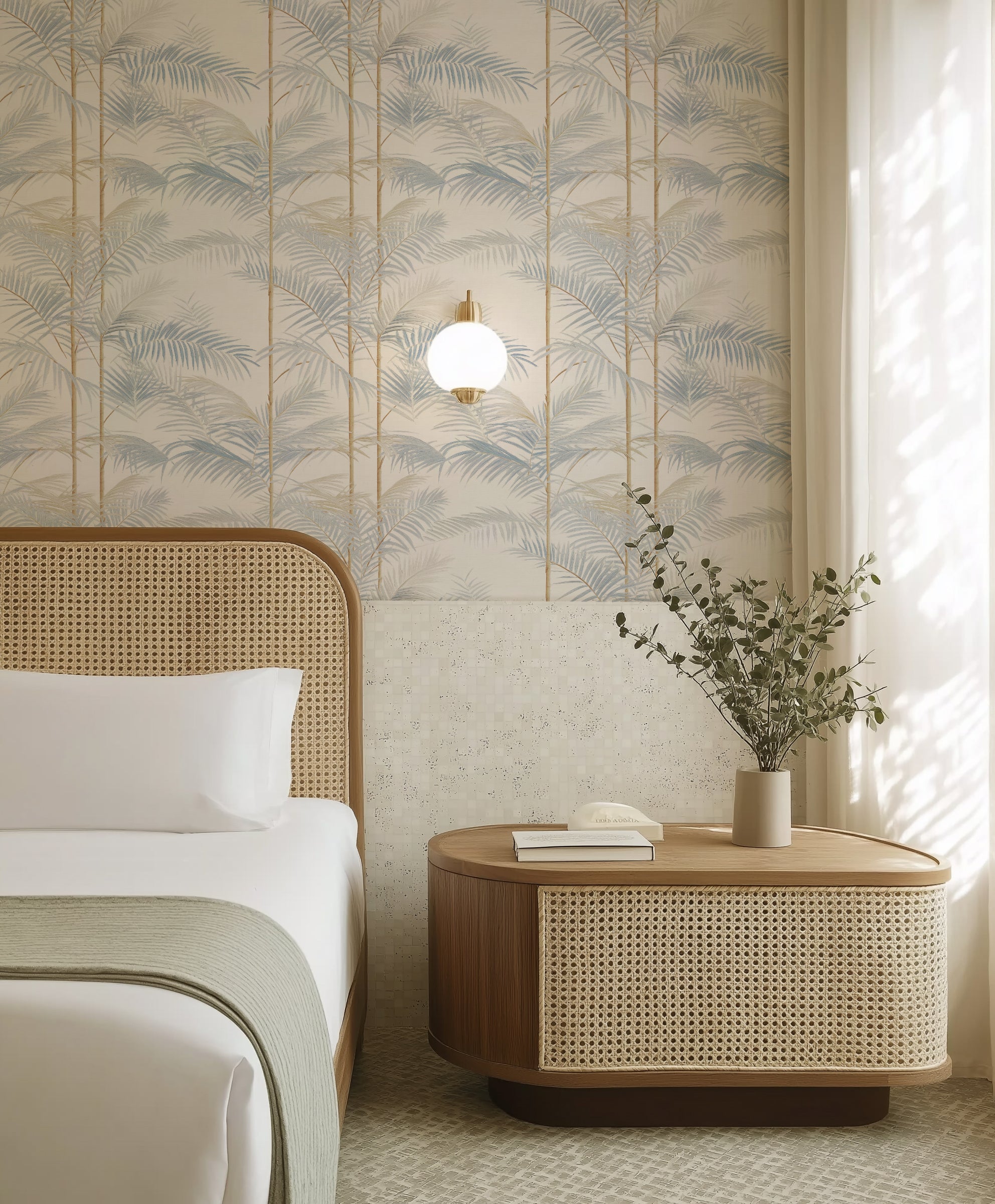 Palm Pavilion Commercial Vinyl Wallpaper from Olive et Oriel where you can shop wallpaper and artworks online