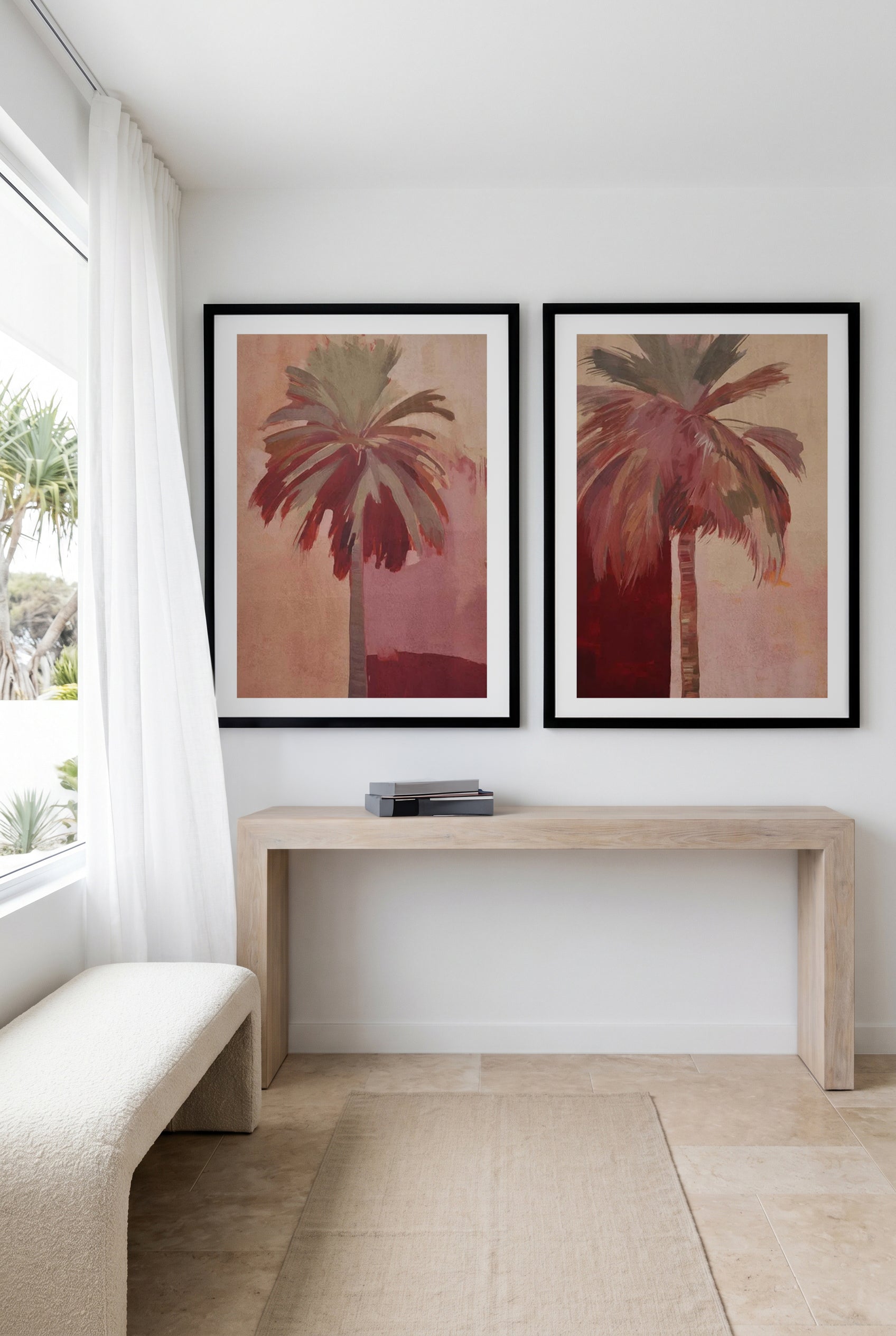 Palma Rosa I & II Art Print Set of 2 | Matching Wall Art