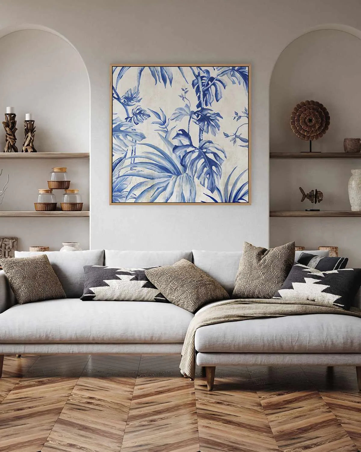 Palms Toile II | Framed Canvas Art Print from Olive et Oriel where you can shop wallpaper and artworks online