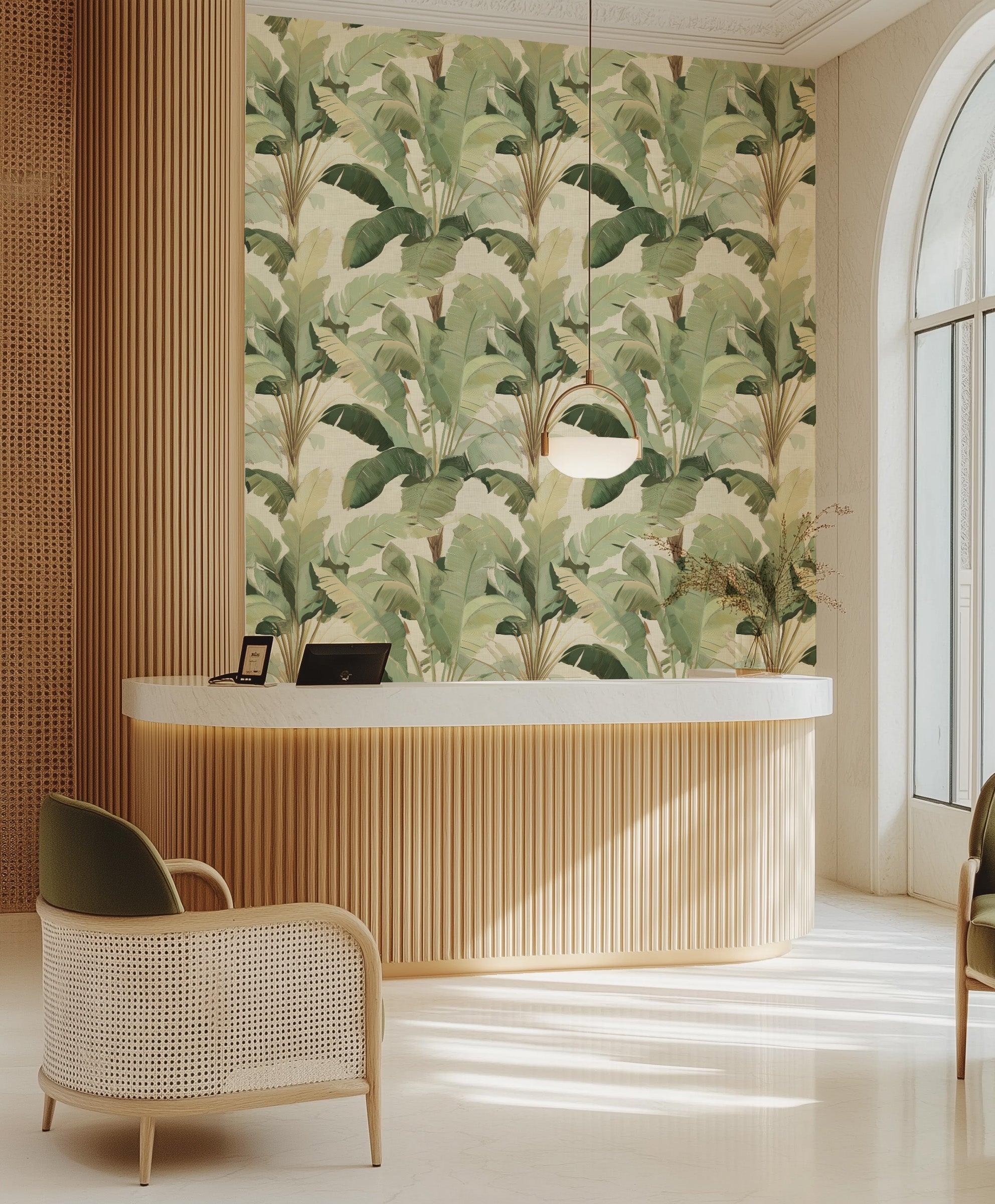 Palmscape Canopy Commercial Vinyl Wallpaper from Olive et Oriel where you can shop wallpaper and artworks online