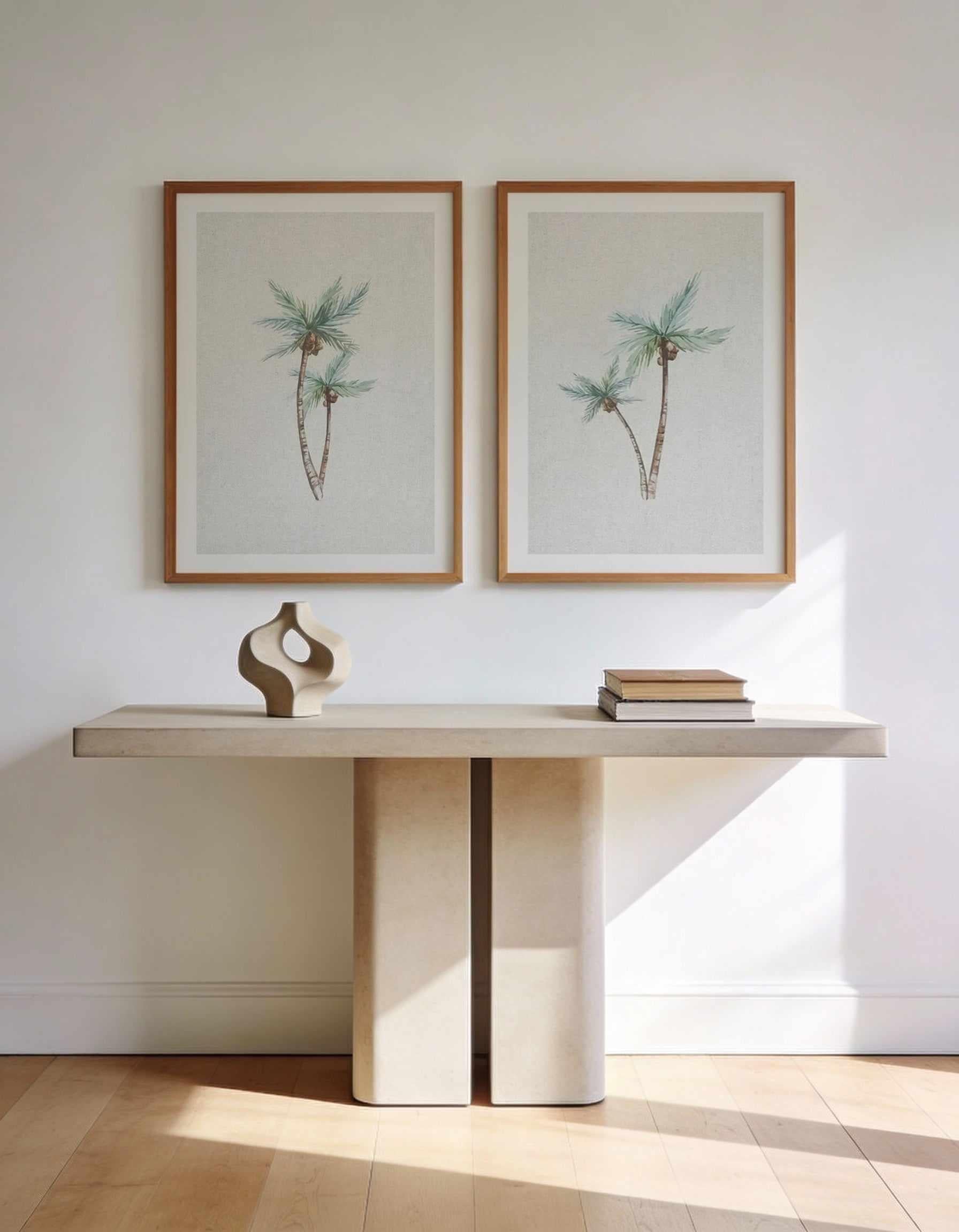 Palms on Linen I & II Art Print Set of 2 | Matching Wall Art from Olive et Oriel where you can shop wallpaper and artworks online