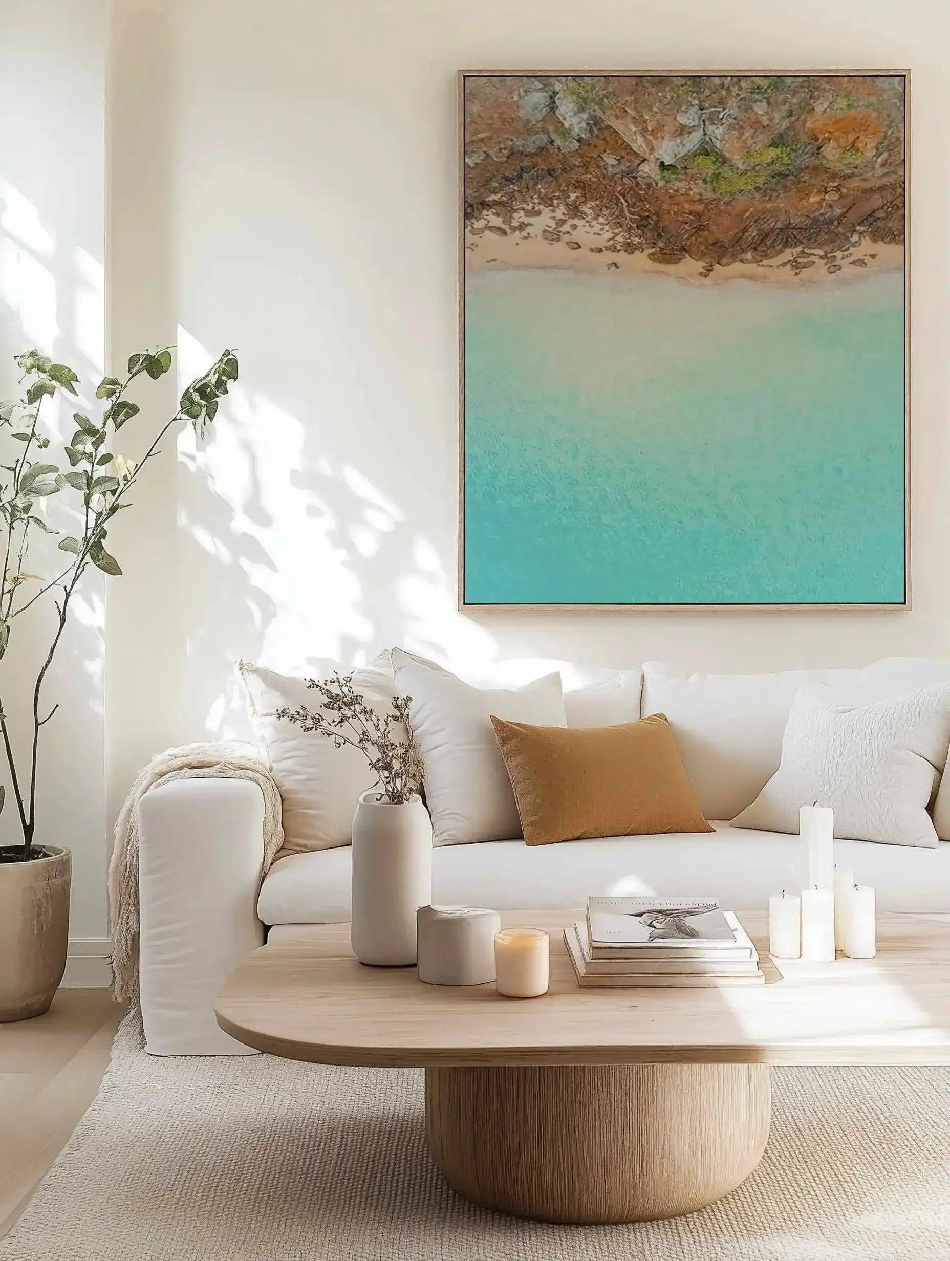 Pambula Rivermouth I | Aerial Photo Wall Framed Canvas Art Print from Olive et Oriel where you can shop wallpaper and artworks online