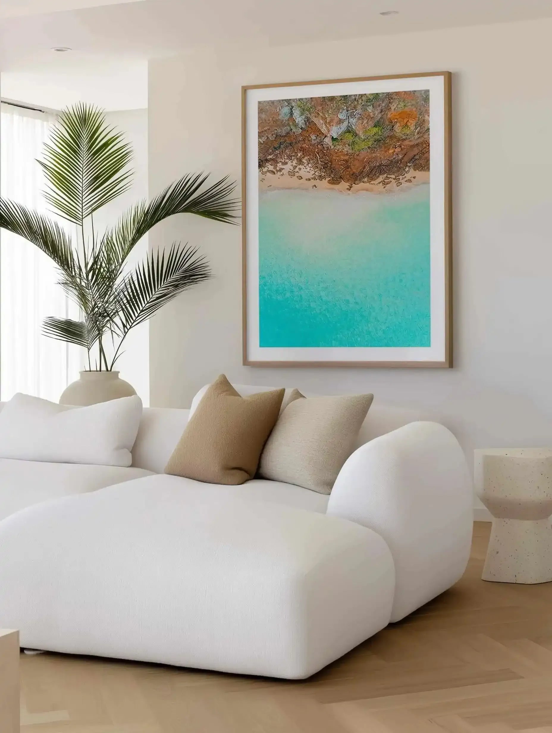 Pambula Rivermouth I | Aerial Photo Wall Art Print from Olive et Oriel where you can shop wallpaper and artworks online