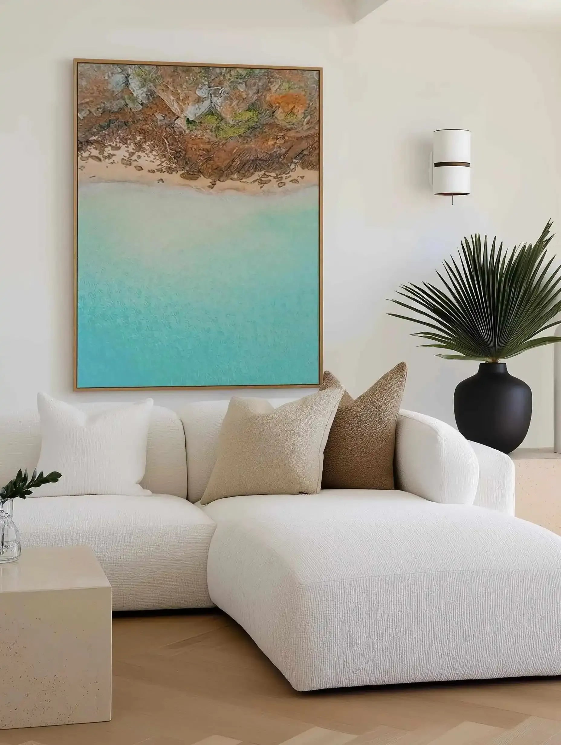 Pambula Rivermouth I | Aerial Photo Wall Framed Canvas Art Print from Olive et Oriel where you can shop wallpaper and artworks online