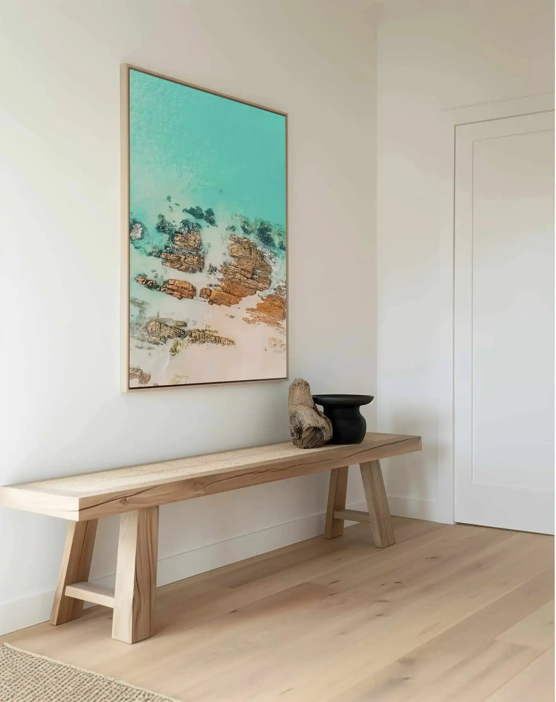 Pambula Rivermouth II | Aerial Photo Wall Framed Canvas Art Print from Olive et Oriel where you can shop wallpaper and artworks online