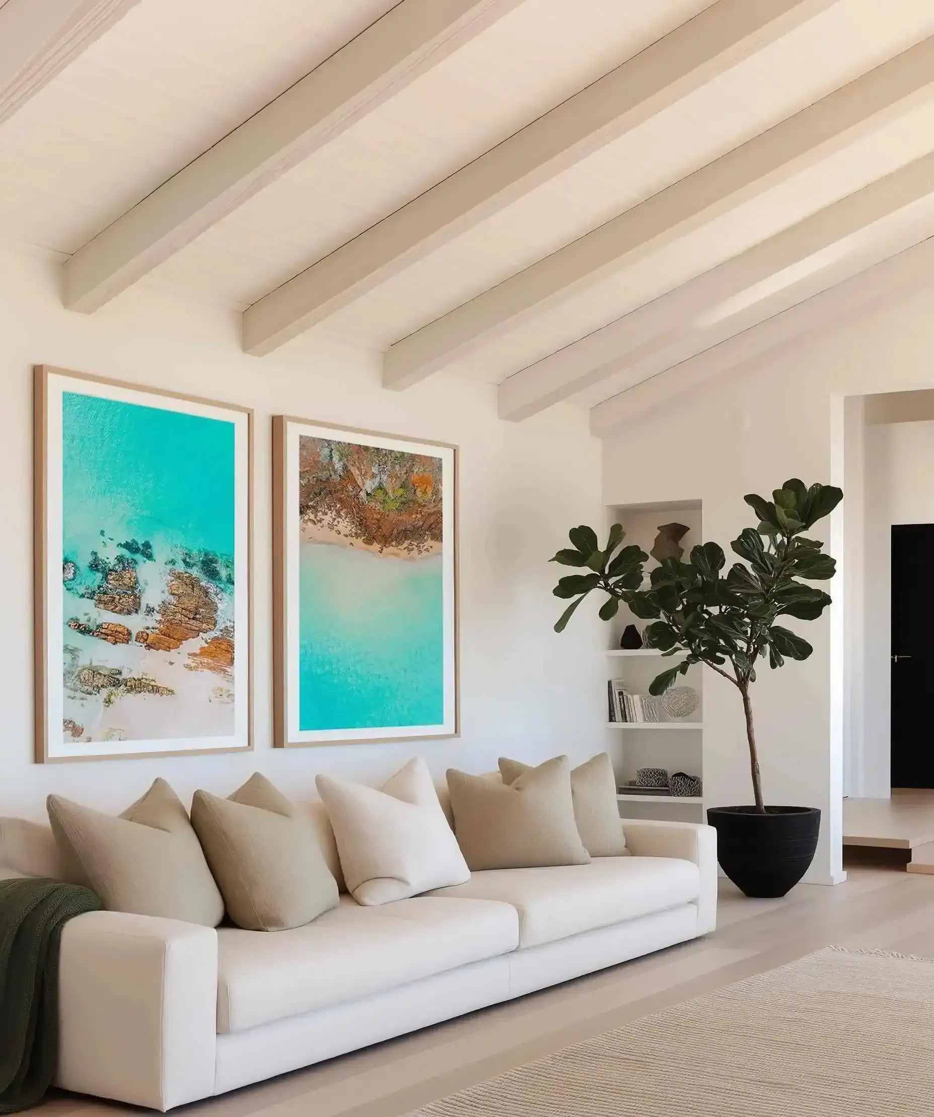 Pambula Rivermouth II | Aerial Photo Wall Art Print from Olive et Oriel where you can shop wallpaper and artworks online