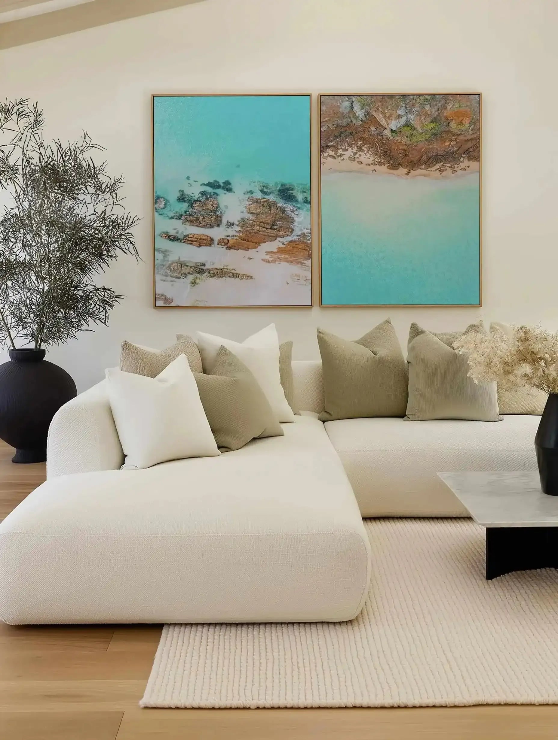 Pambula Rivermouth II | Aerial Photo Wall Framed Canvas Art Print from Olive et Oriel where you can shop wallpaper and artworks online