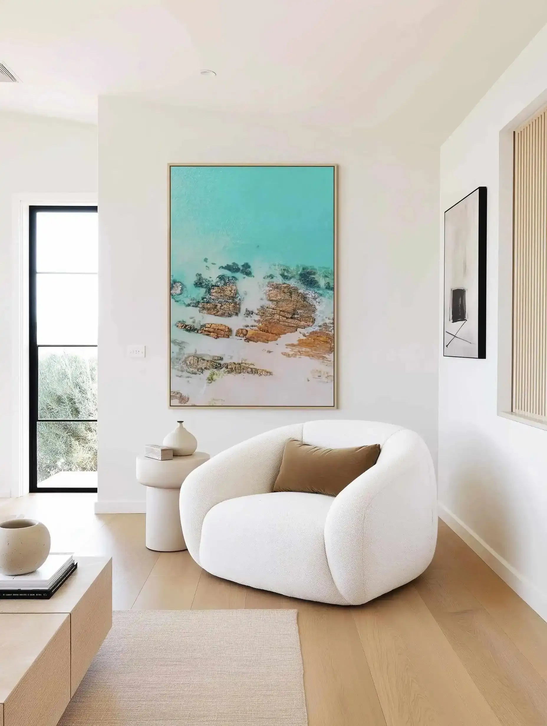 Pambula Rivermouth II | Aerial Photo Wall Framed Canvas Art Print from Olive et Oriel where you can shop wallpaper and artworks online