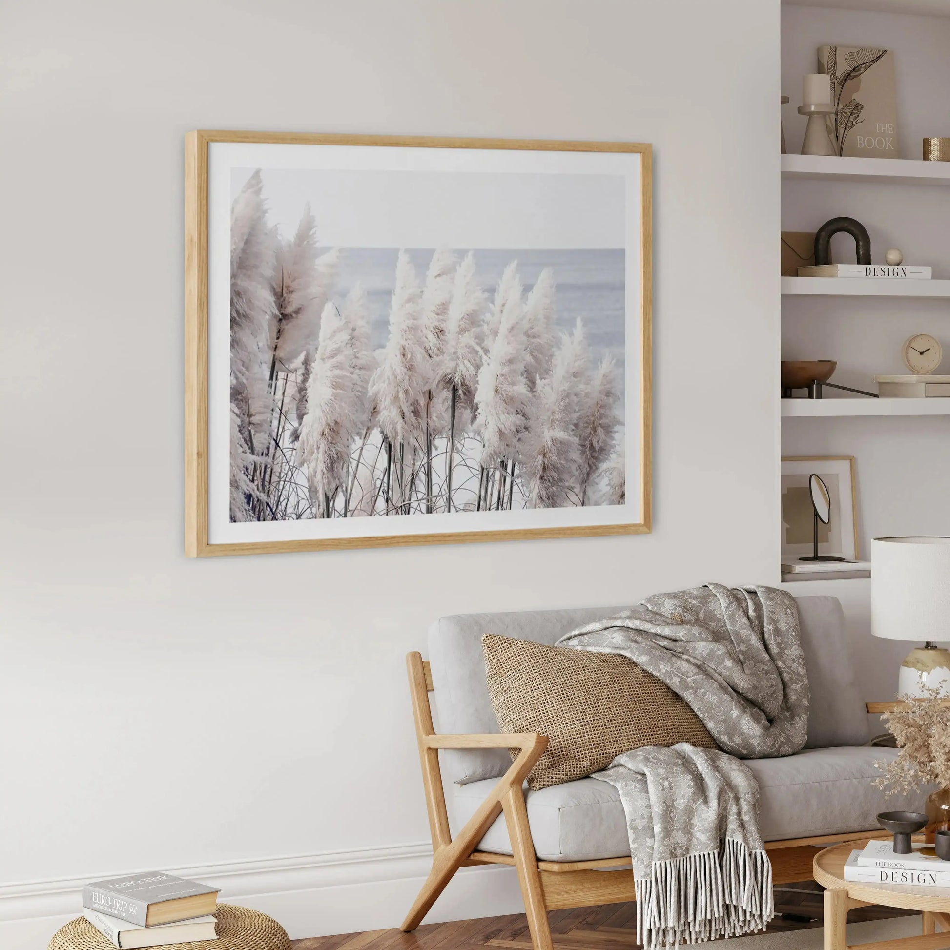 Pampas By The Sea Art Print from Olive et Oriel where you can shop wallpaper and artworks online