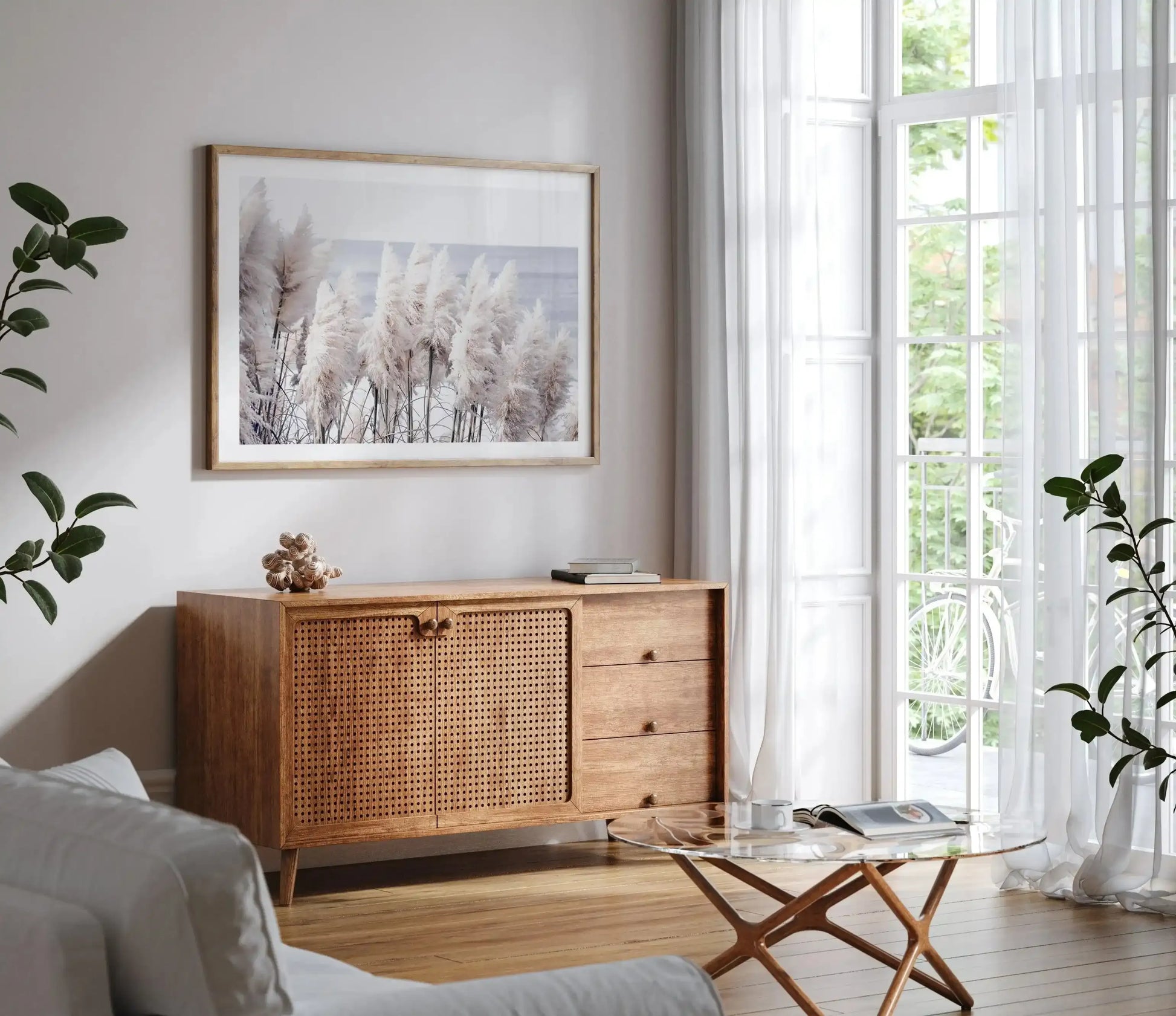 Pampas By The Sea Art Print from Olive et Oriel where you can shop wallpaper and artworks online