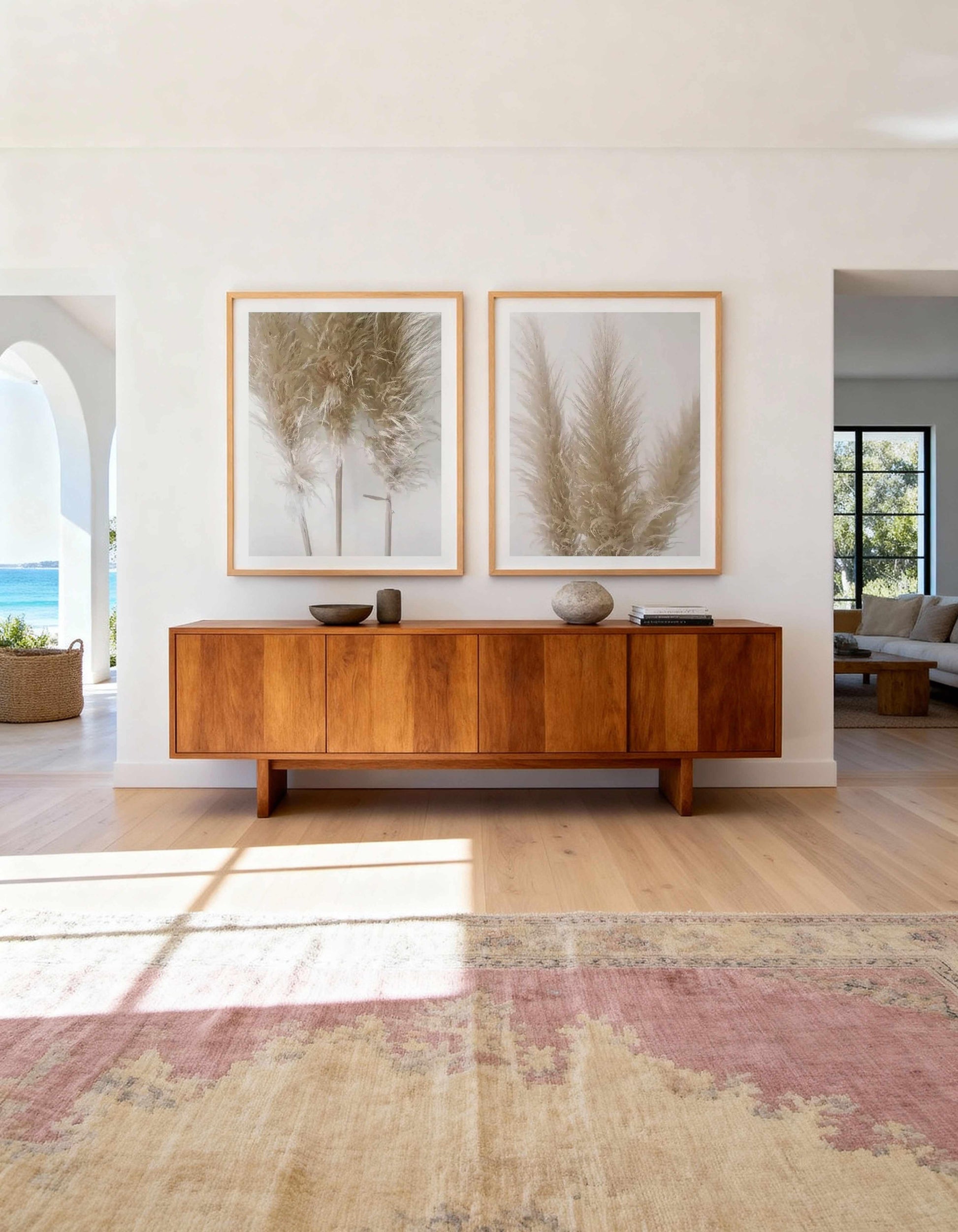 Pampas on Grey I & II Art Print Set of 2 | Matching Wall Art from Olive et Oriel where you can shop wallpaper and artworks online