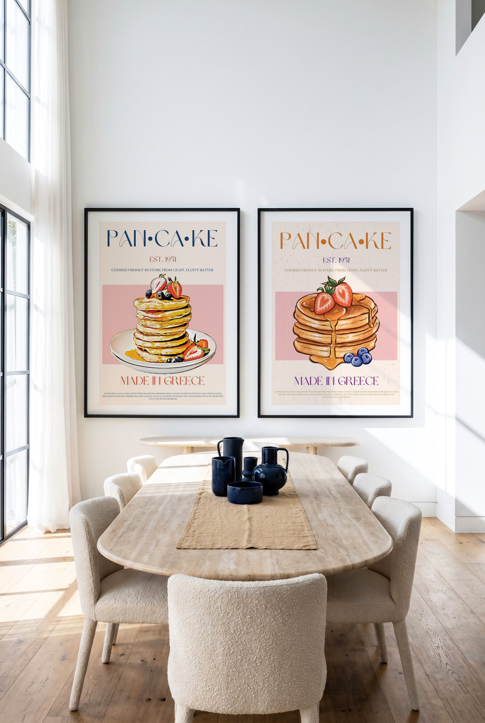 Pancake 1 & 2 by Nazma Khokbar Art Print Set of 2 | Matching Wall Art