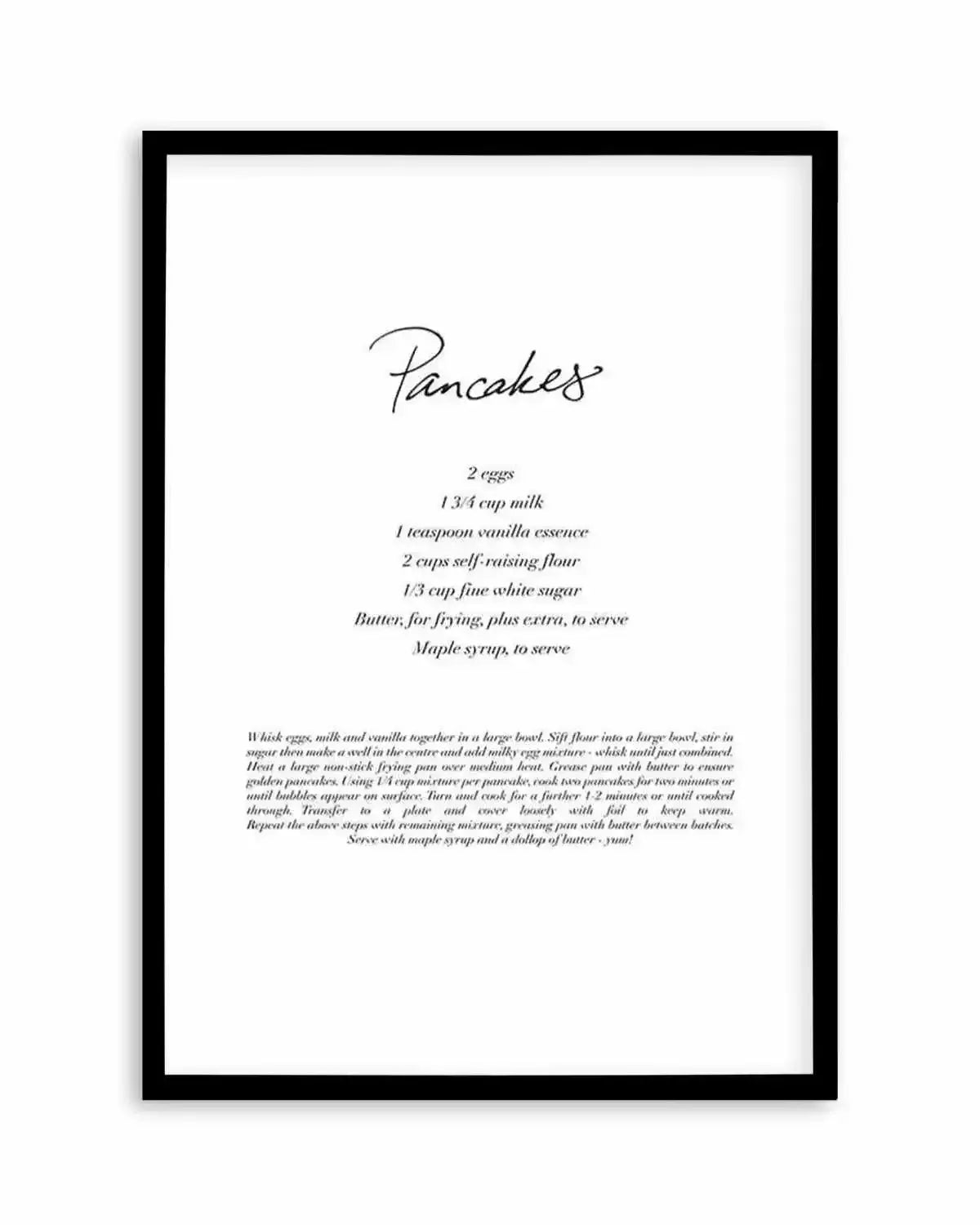 Pancakes Recipe Art Print from Olive et Oriel where you can shop wallpaper and artworks online