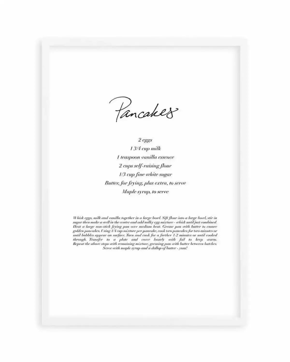 Pancakes Recipe Art Print from Olive et Oriel where you can shop wallpaper and artworks online