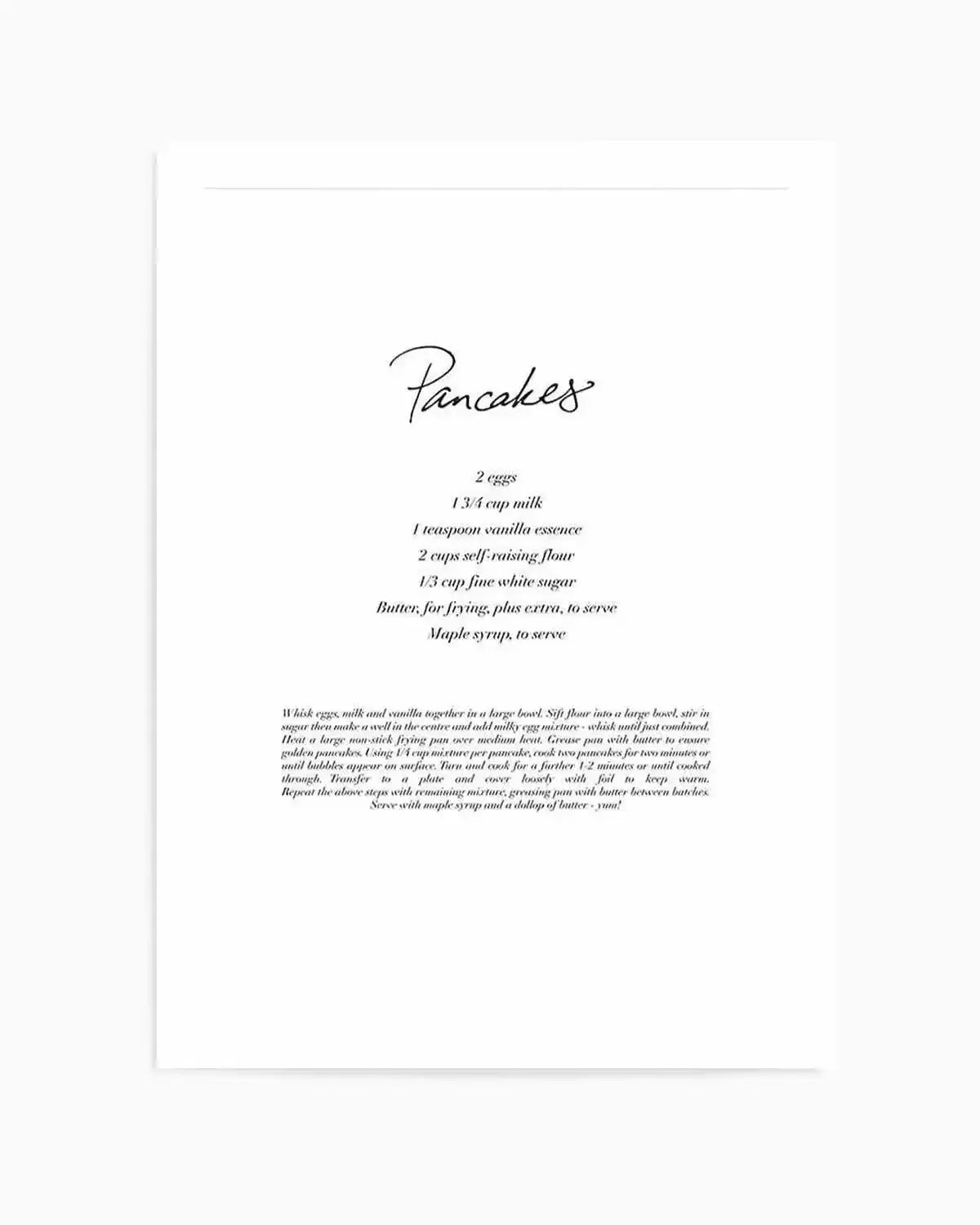 Pancakes Recipe Art Print from Olive et Oriel where you can shop wallpaper and artworks online