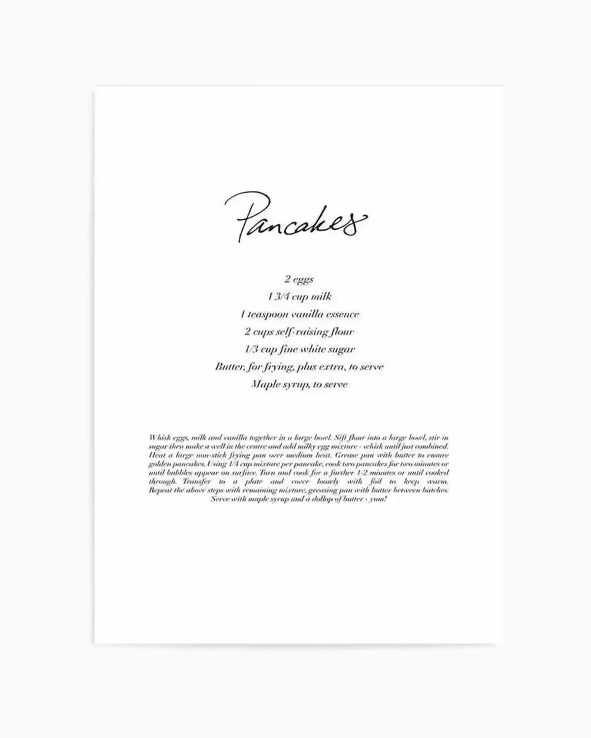 Pancakes Recipe Art Print from Olive et Oriel where you can shop wallpaper and artworks online
